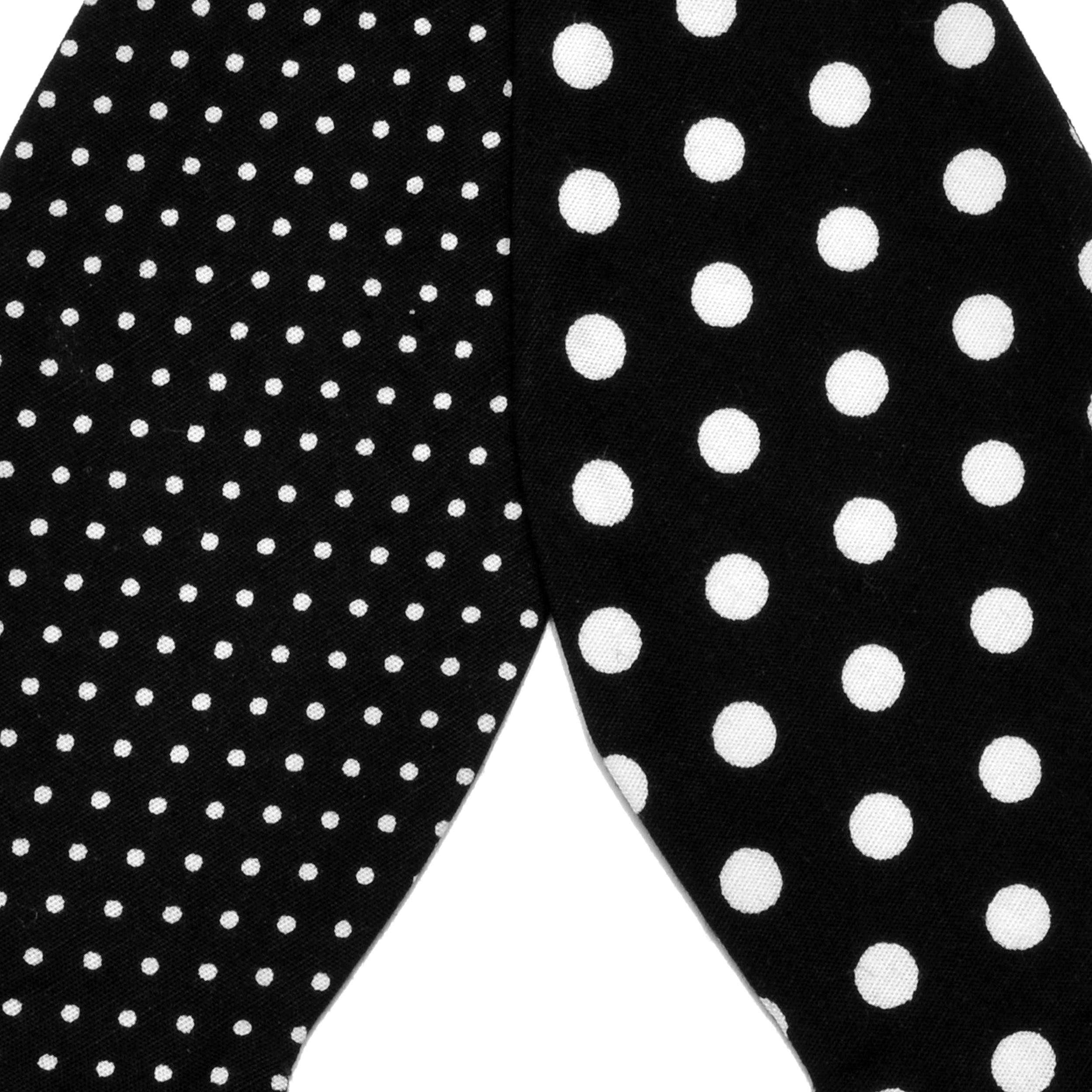 Schwarz gepunktete wendbare Fliege aus Baumwolle zum Selbtsbinden - 1