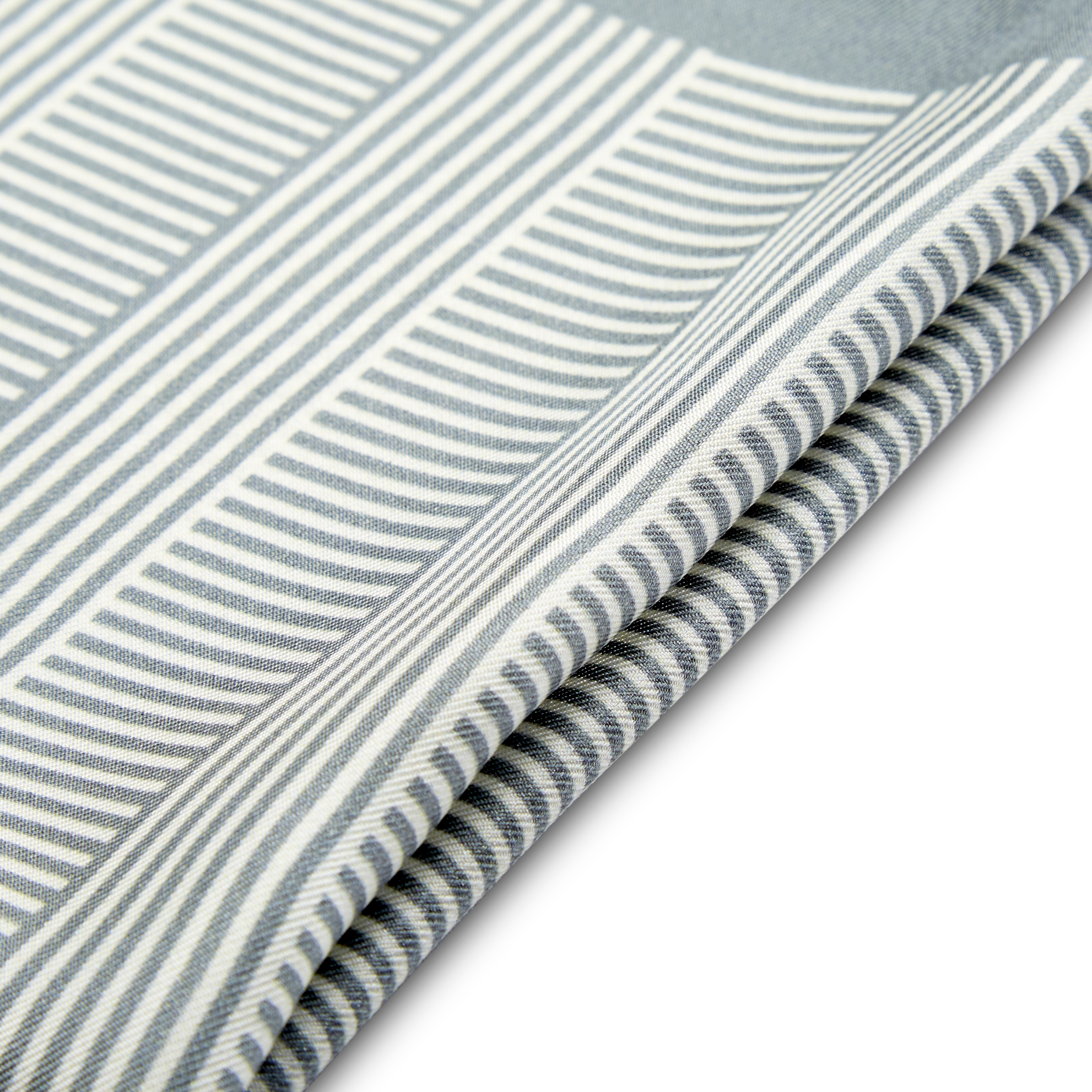 Grey & White Stripes Silk Pocket Square - 3