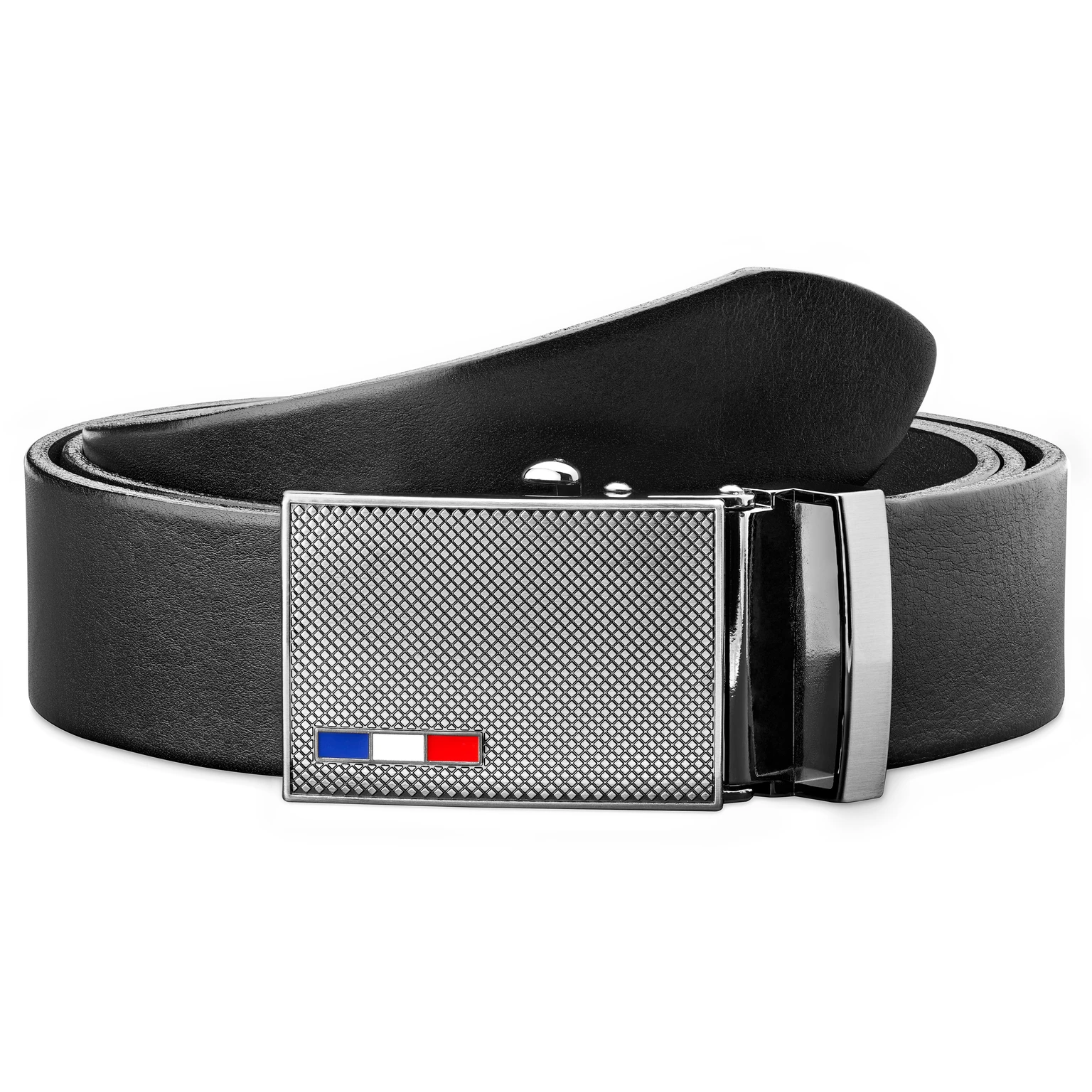 Black Full Grain Leather Auto-lock Belt Black Full Grain Leather Auto-lock Belt