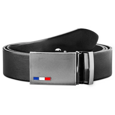 Schwarzer Gürtel aus vollnarbigem Leder mit automatischer Schnalle Schwarzer Gürtel aus vollnarbigem Leder mit automatischer Schnalle