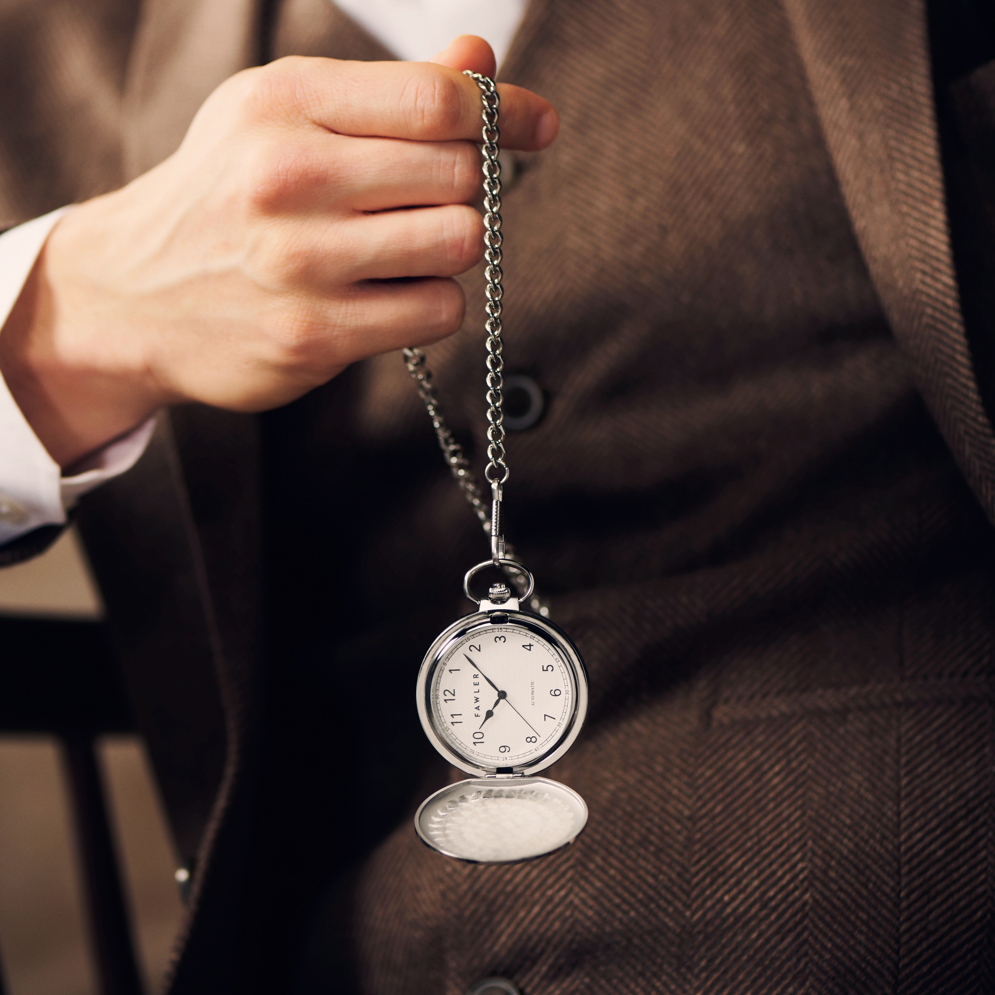 Mens silver pocket watch sale