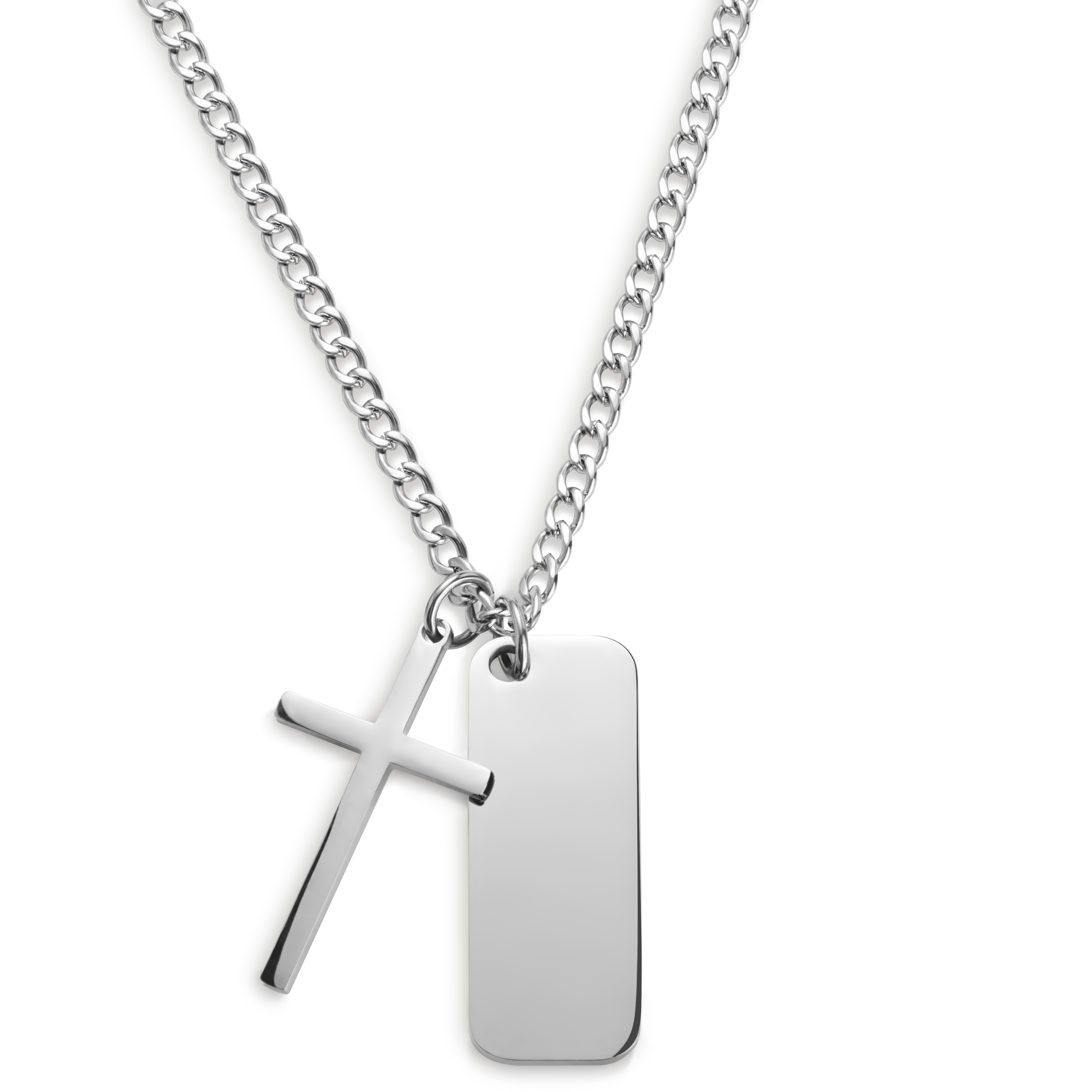 Icarus Rowan Steel Cross & Dog Tag Necklace - 6