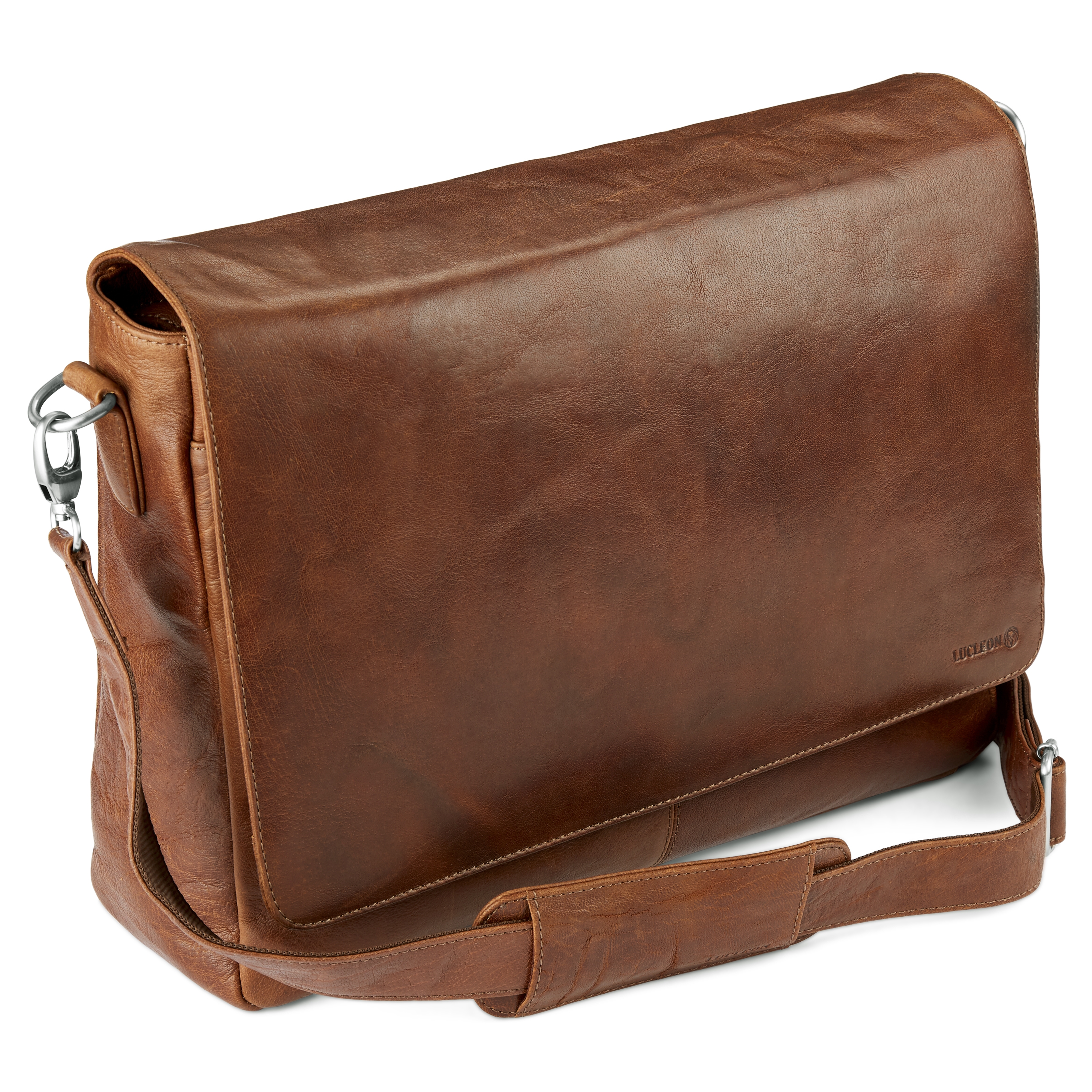 California Tan Leather Messenger Bag - 21
