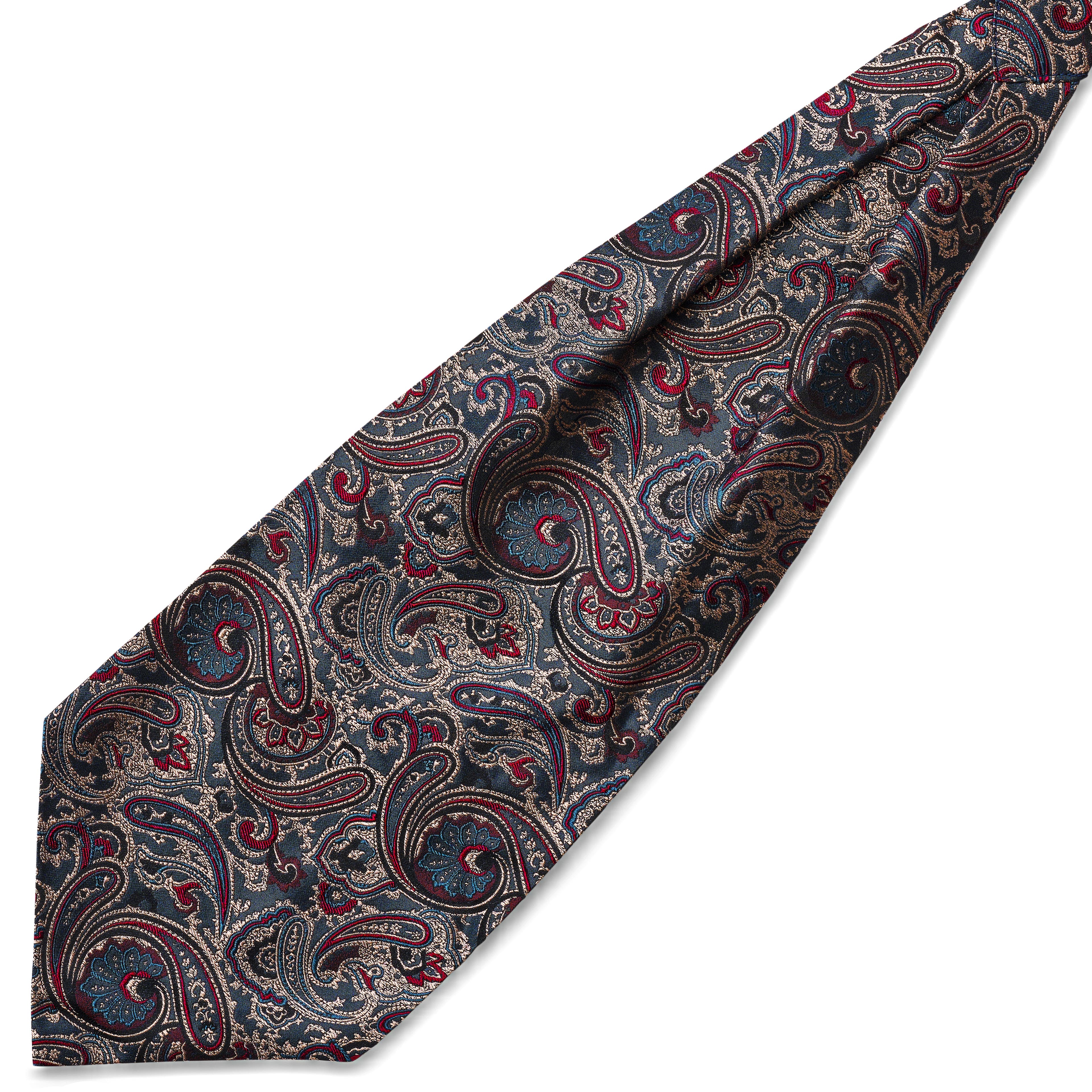Dark Blue & Dark Green PAISLEY Pattern Silk Ascot Dark Blue & Dark Green PAISLEY Pattern Silk Ascot