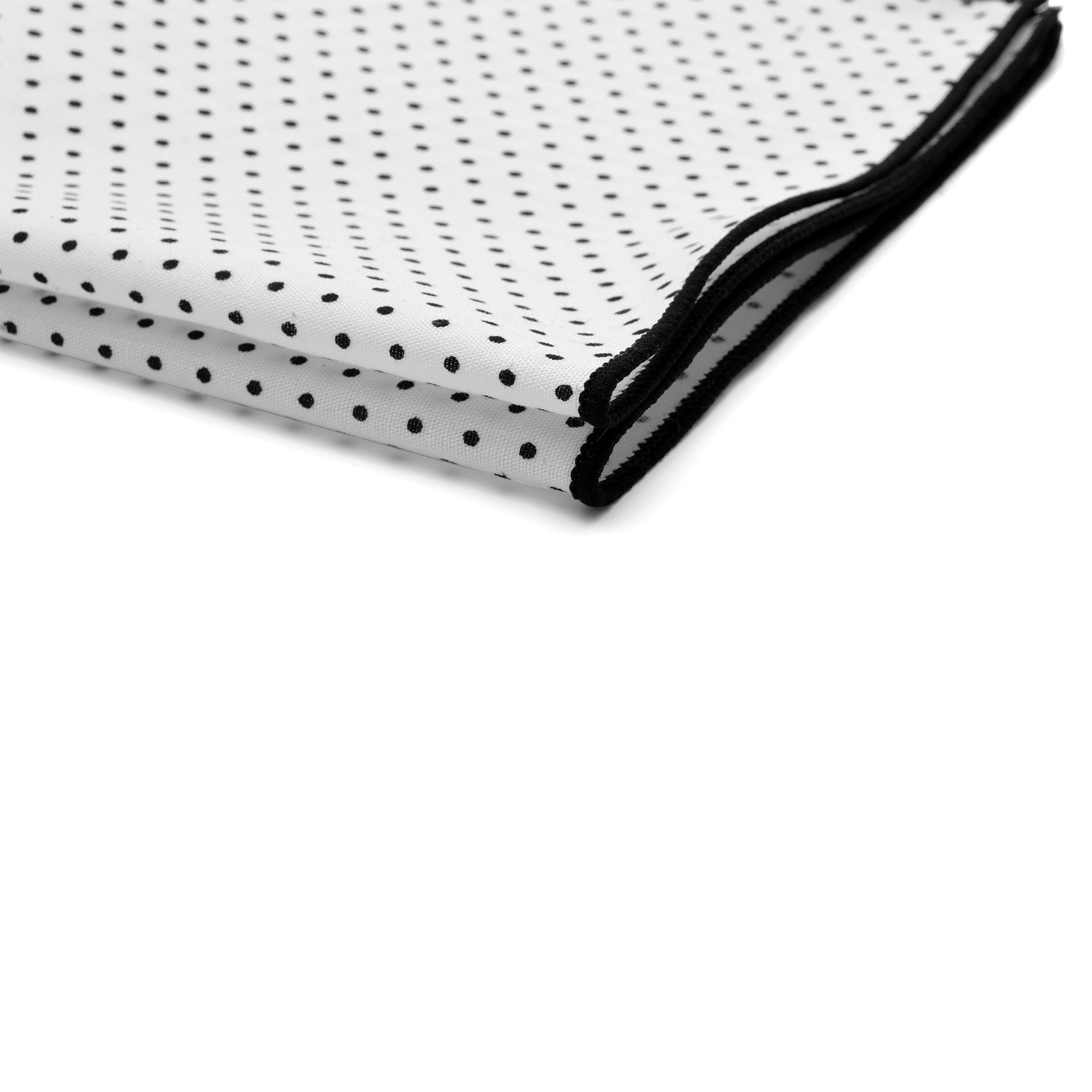 White & Black Dotted Cotton Pocket Square - 2