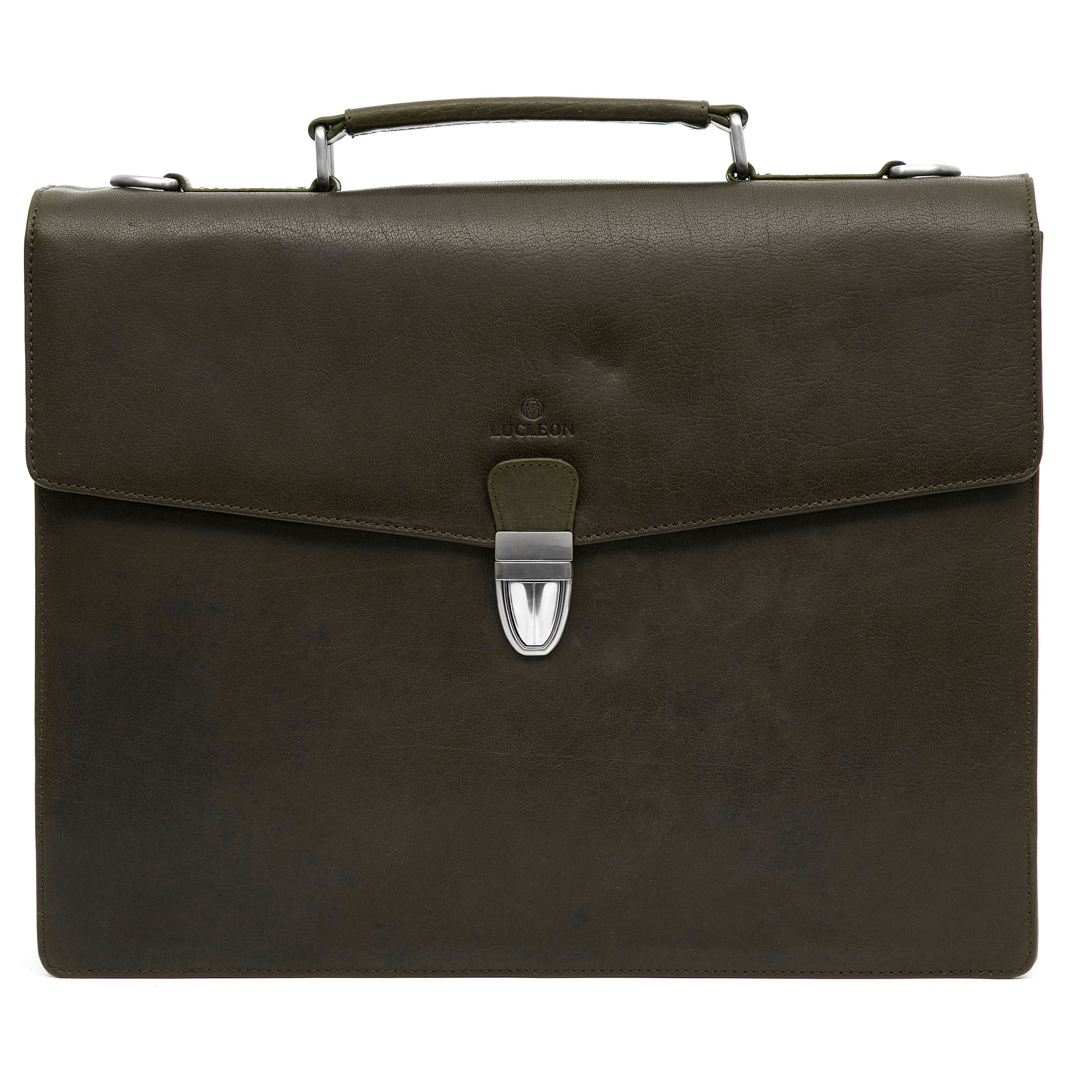 Δερμάτινος Χαρτοφύλακας Montreal Olive Satchel - 2