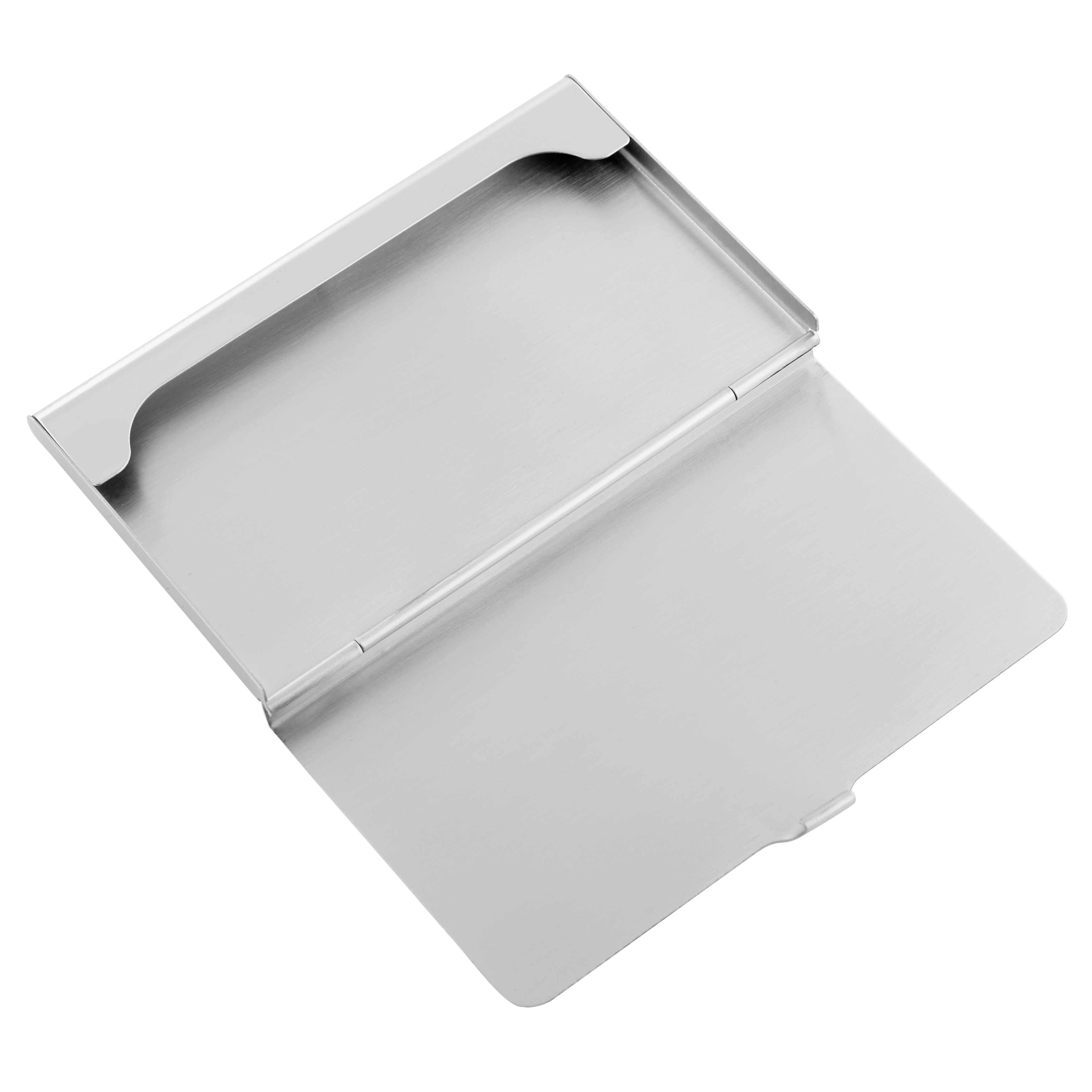 Slim Brushed Silver-Tone Stainless Steel Card Holder - 2