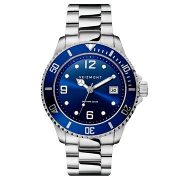 Tide | Silver-Tone Stainless Steel Dive Watch With Blue Dial