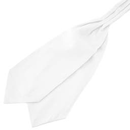 Бяла едноцветна ретро вратовръзка