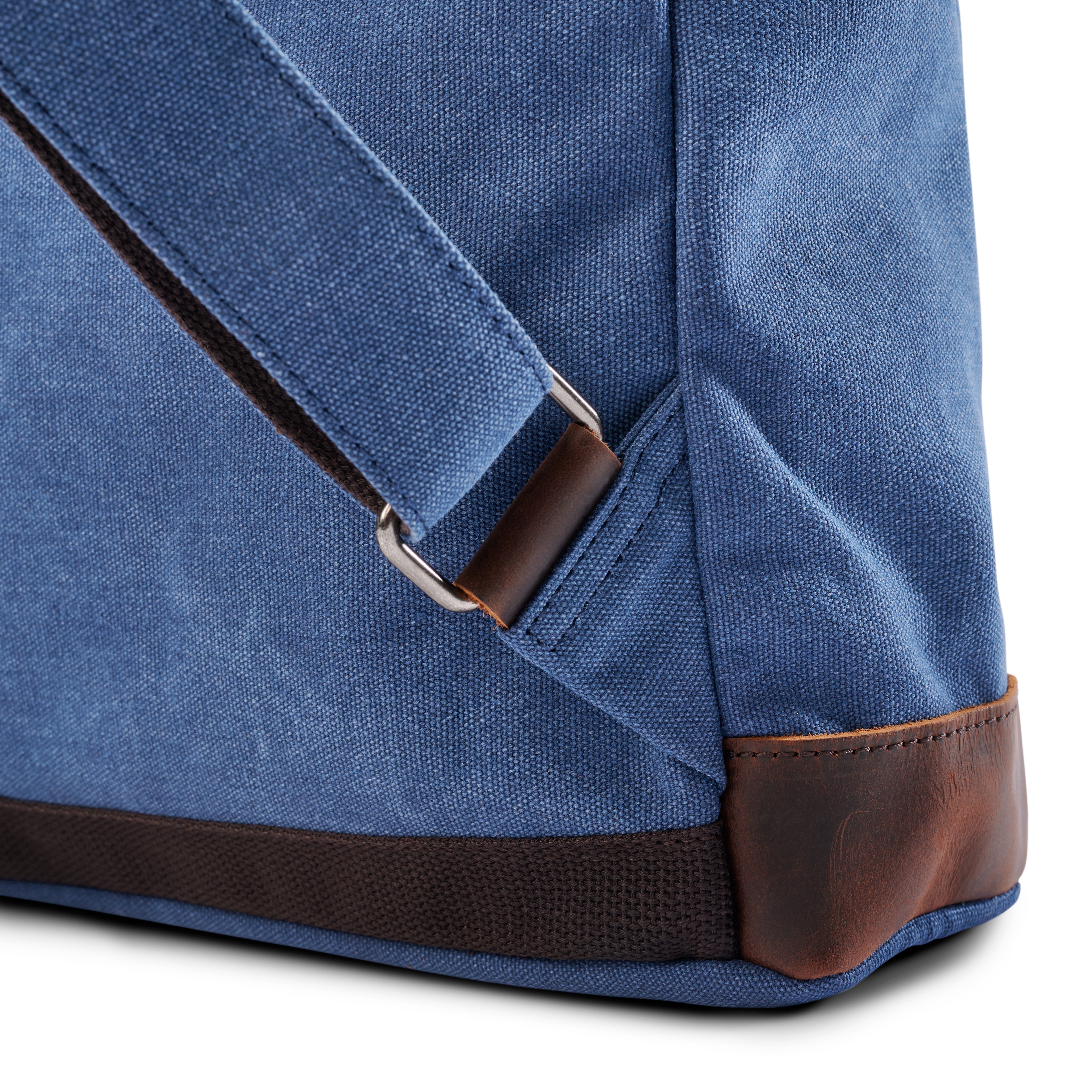 Retro Μπλε Navy Σακίδιο Πλάτης (Backpack) από Καμβά & Σκούρο Δέρμα - 10