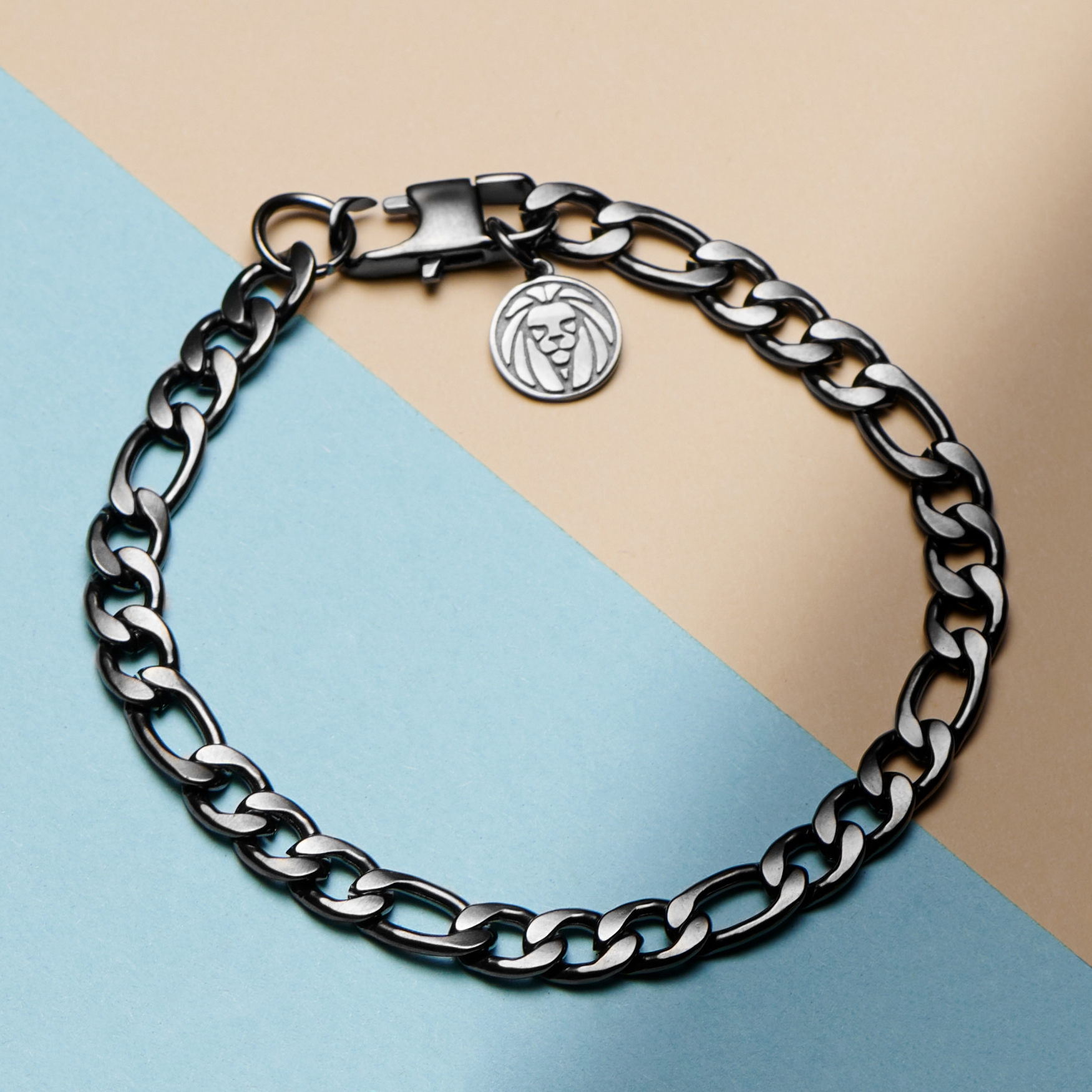 Bracelet couleur gunmetal Cosmo Amager à maille Figaro - 7