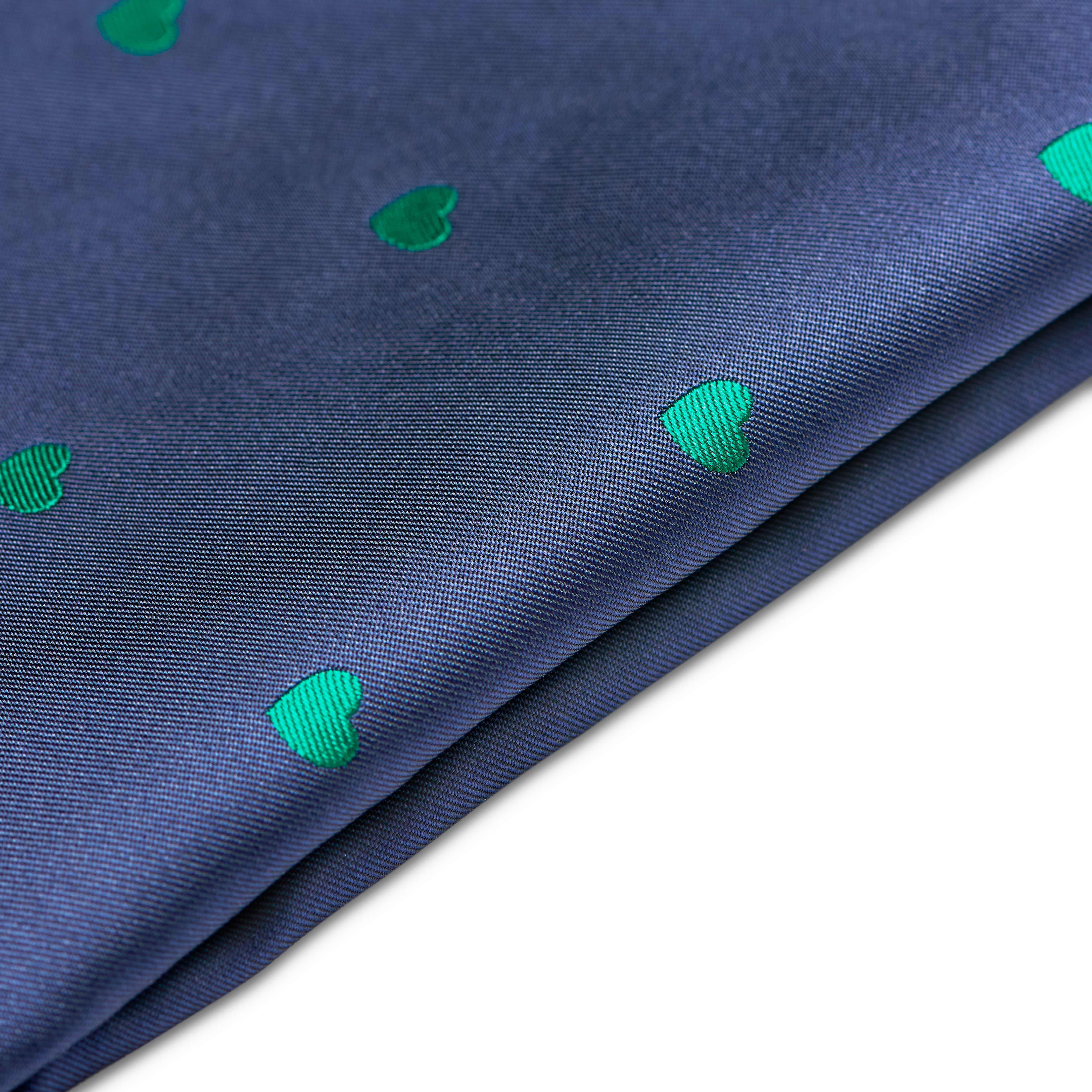 Navy Blue & Green Heart Pattern Pocket Square - 4