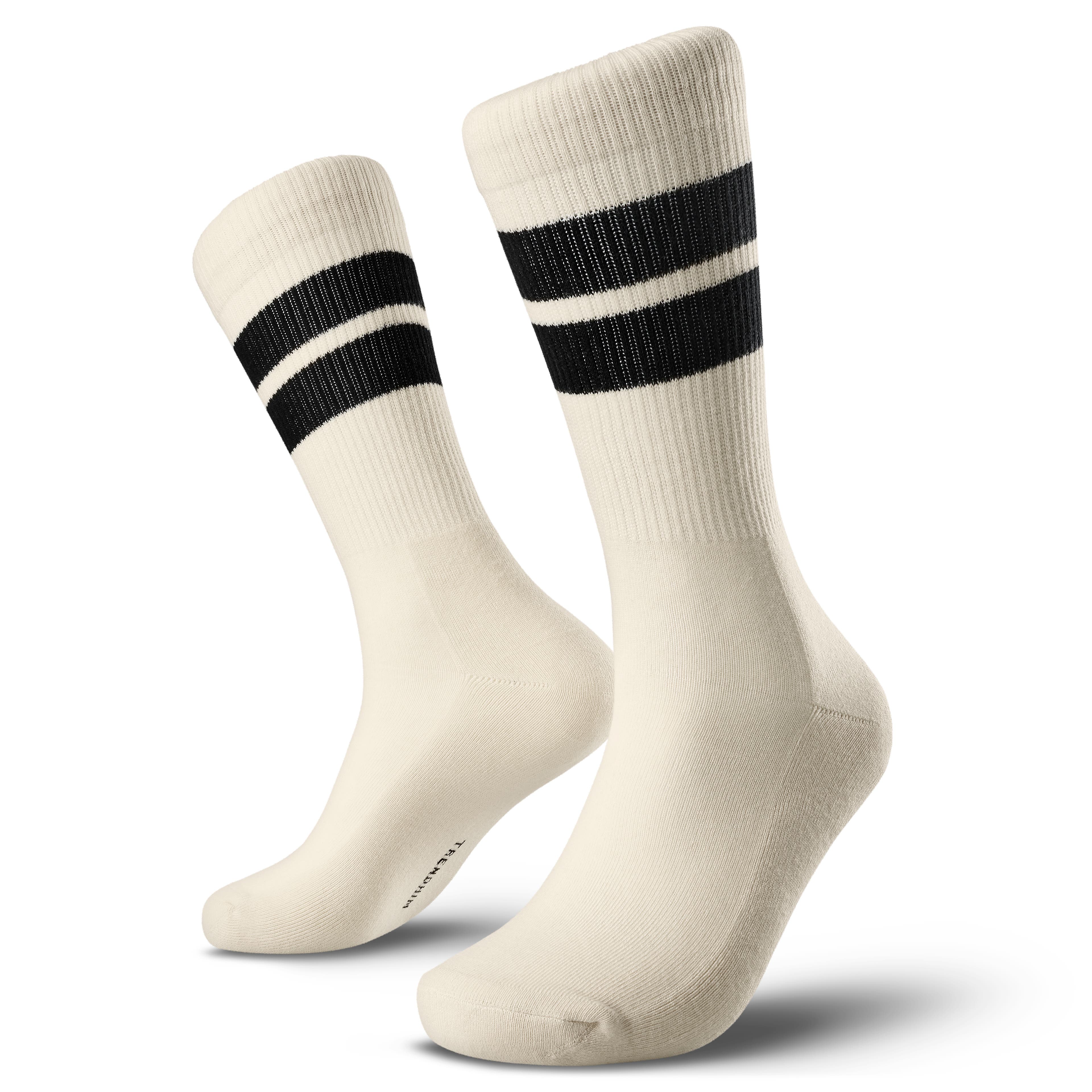 DryFeel | Antique White Cotton Tennis Socks with Black Stripes DryFeel | Antique White Cotton Tennis Socks with Black Stripes