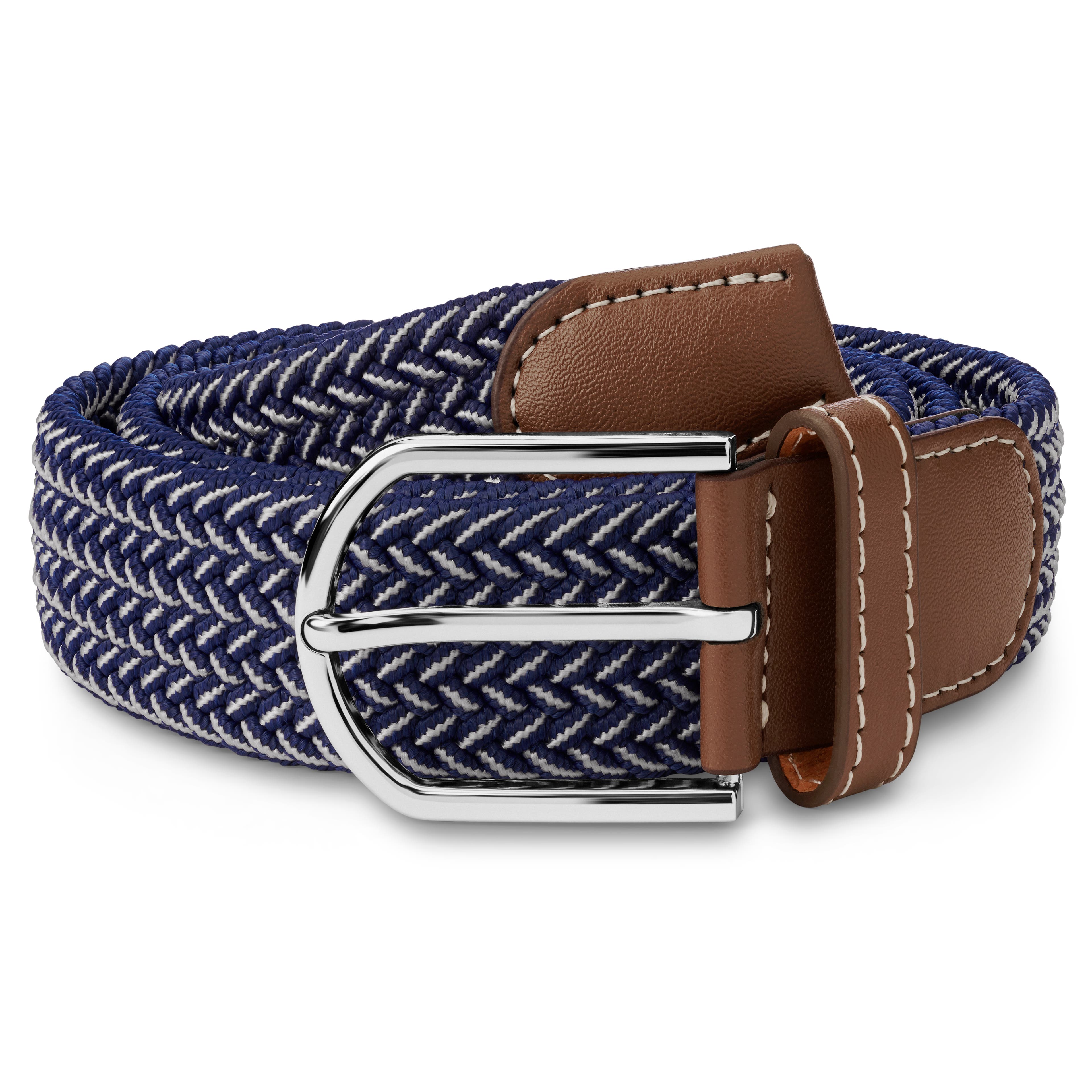 Blue and White Elastic Knitted Canvas Belt Blue and White Elastic Knitted Canvas Belt