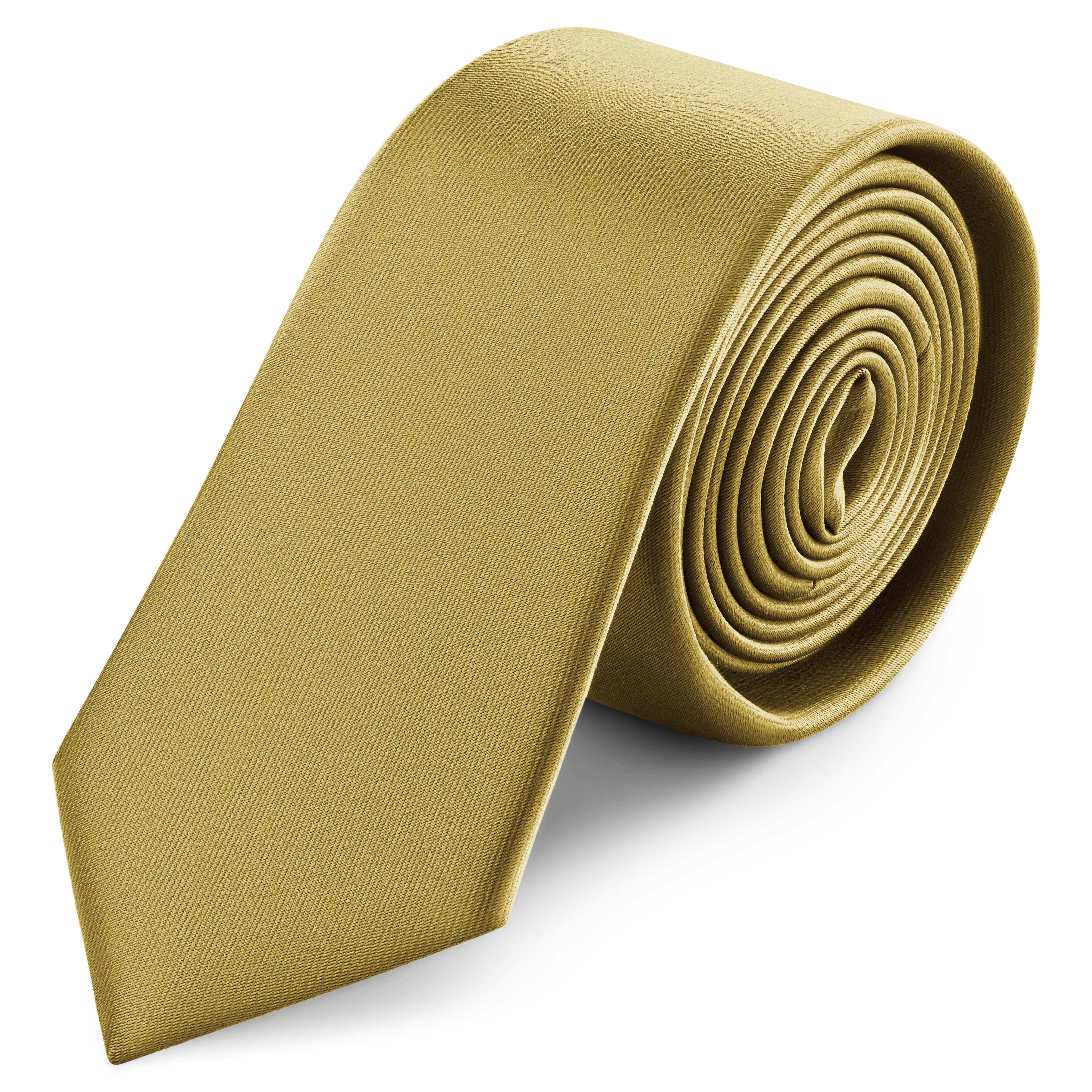 6 cm Κίτρινη Μουσταρδί Σατέν Skinny Γραβάτα