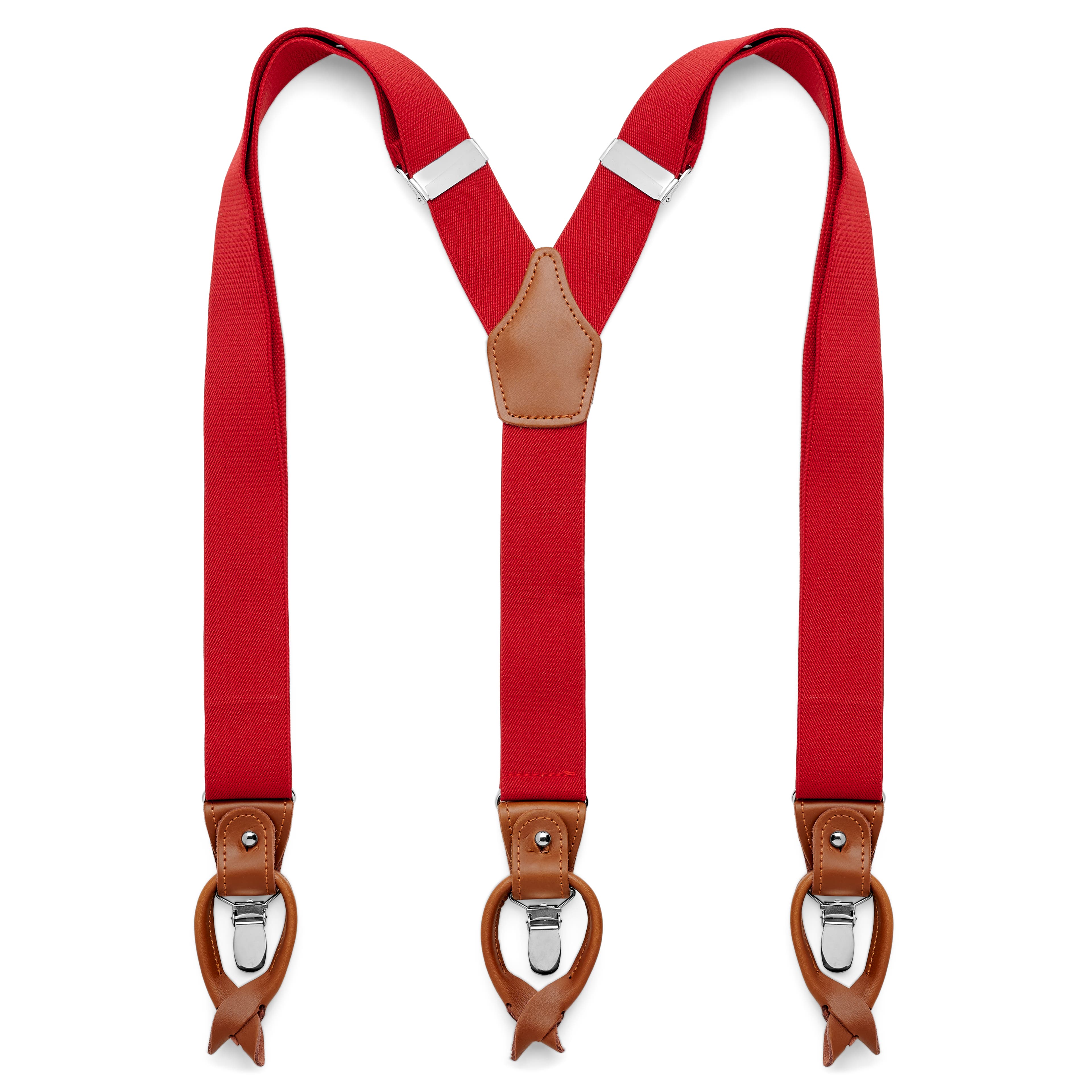Bretelles larges rouges avec pattes et pinces