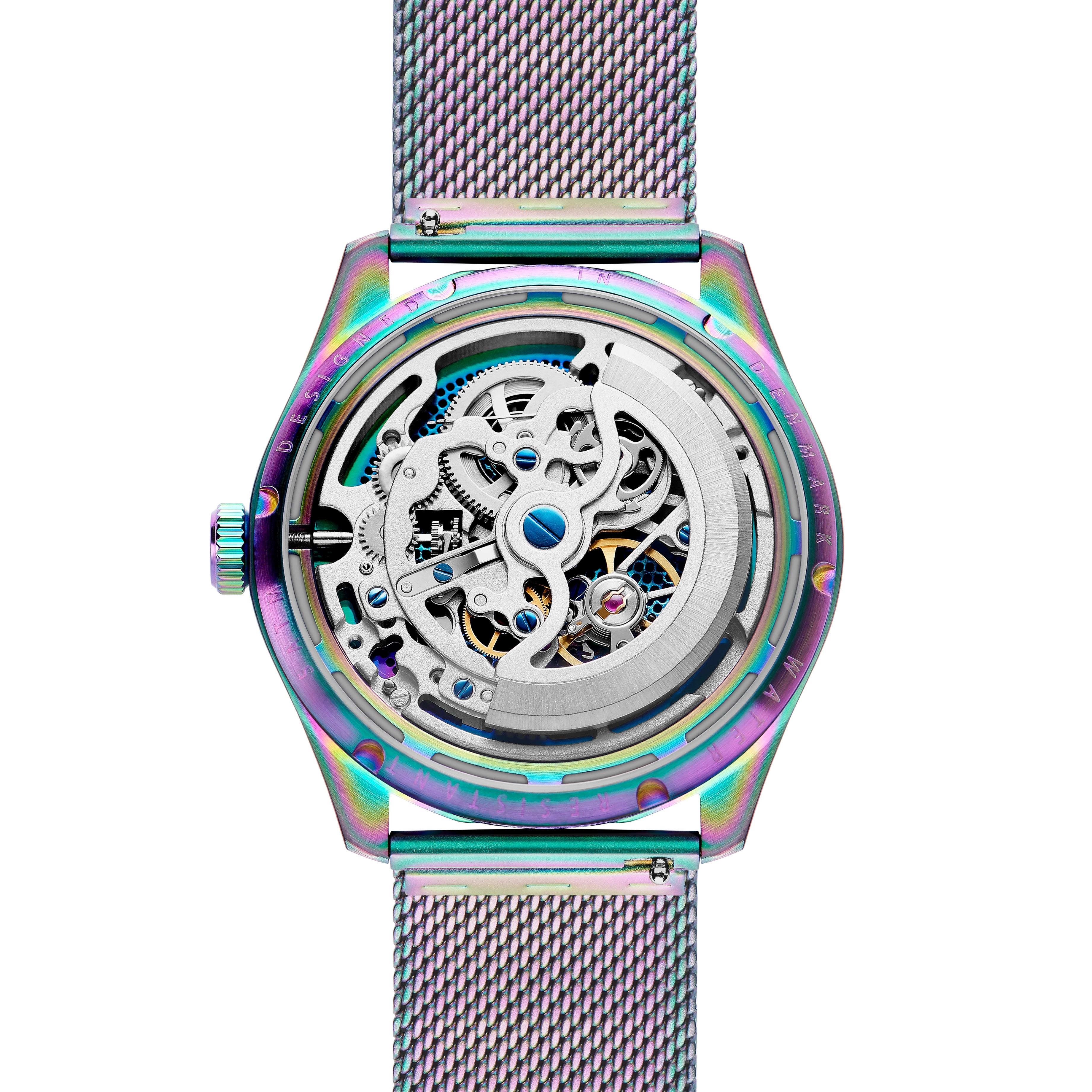 Calin | Orologio skeleton automatico trasparente color arcobaleno - 4