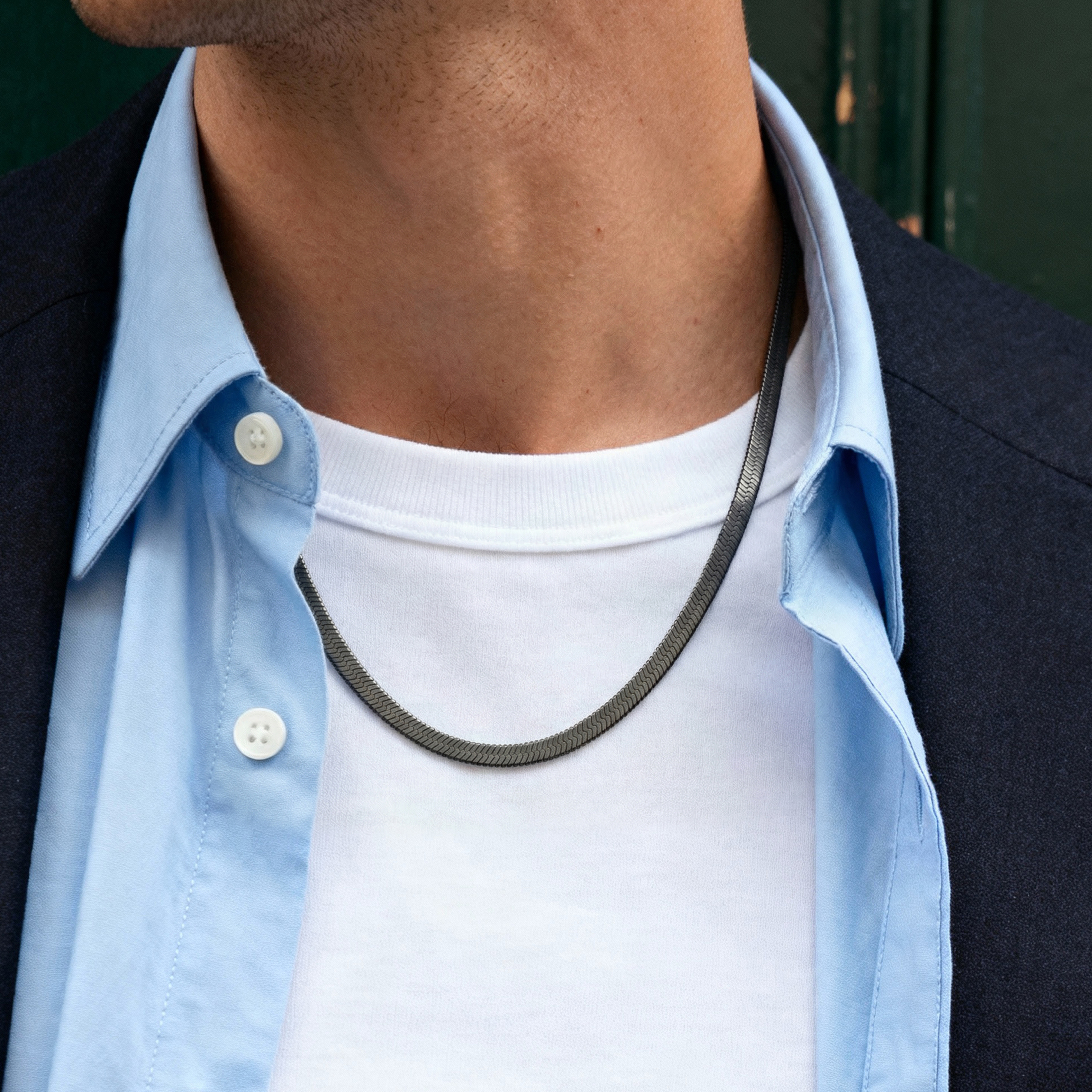 Essentials | 6 mm Gunmetal Sort Sildeben Halskæde - 2