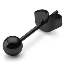 Pendiente de botón con punta de bola de acero inoxidable negro de 4 mm