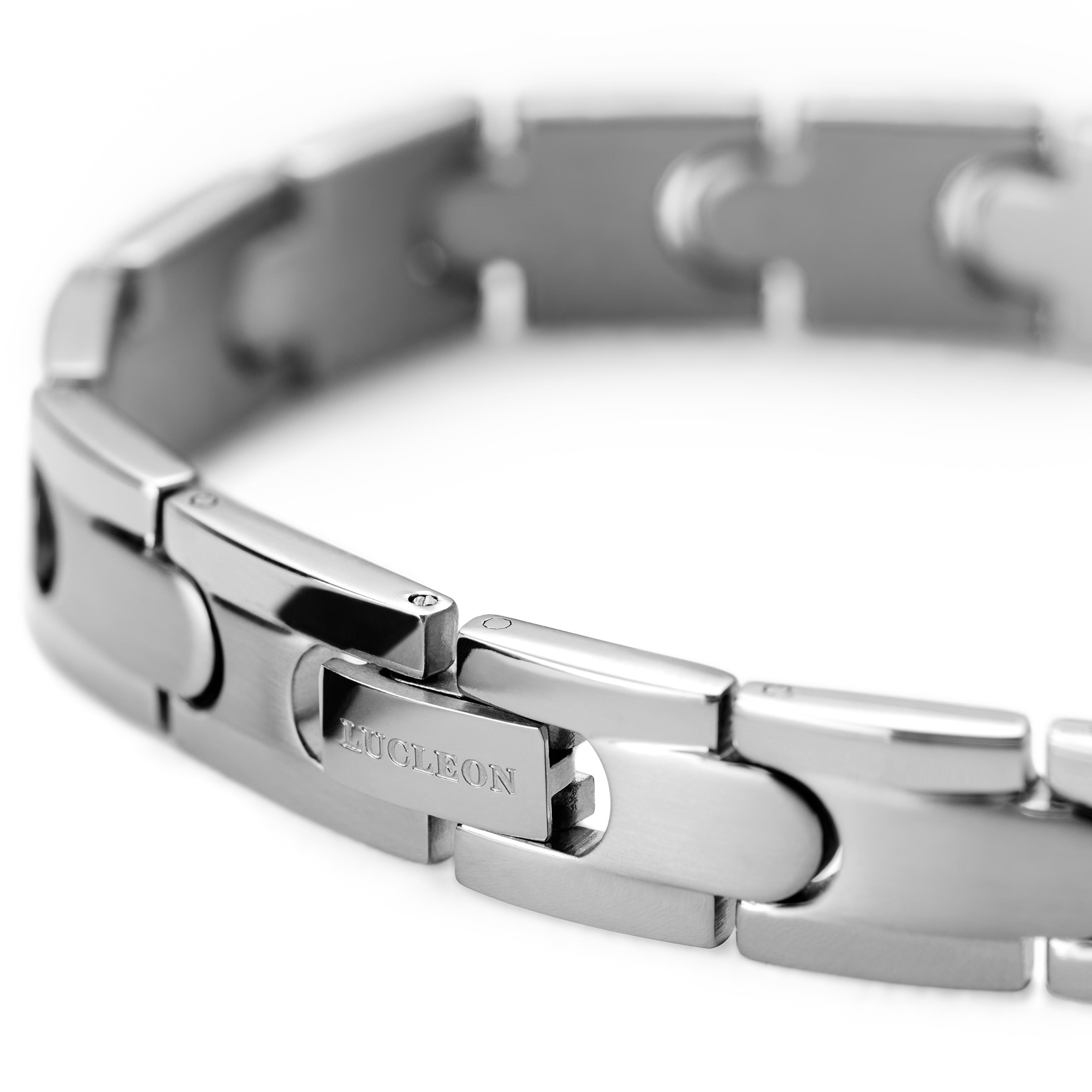 Silver-Tone Stainless Steel Snap Lock Bracelet - 4
