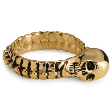 Aspero | Arany tónusú rozsdamentes acélgyűrű, koponyás és gerinces kialakítással