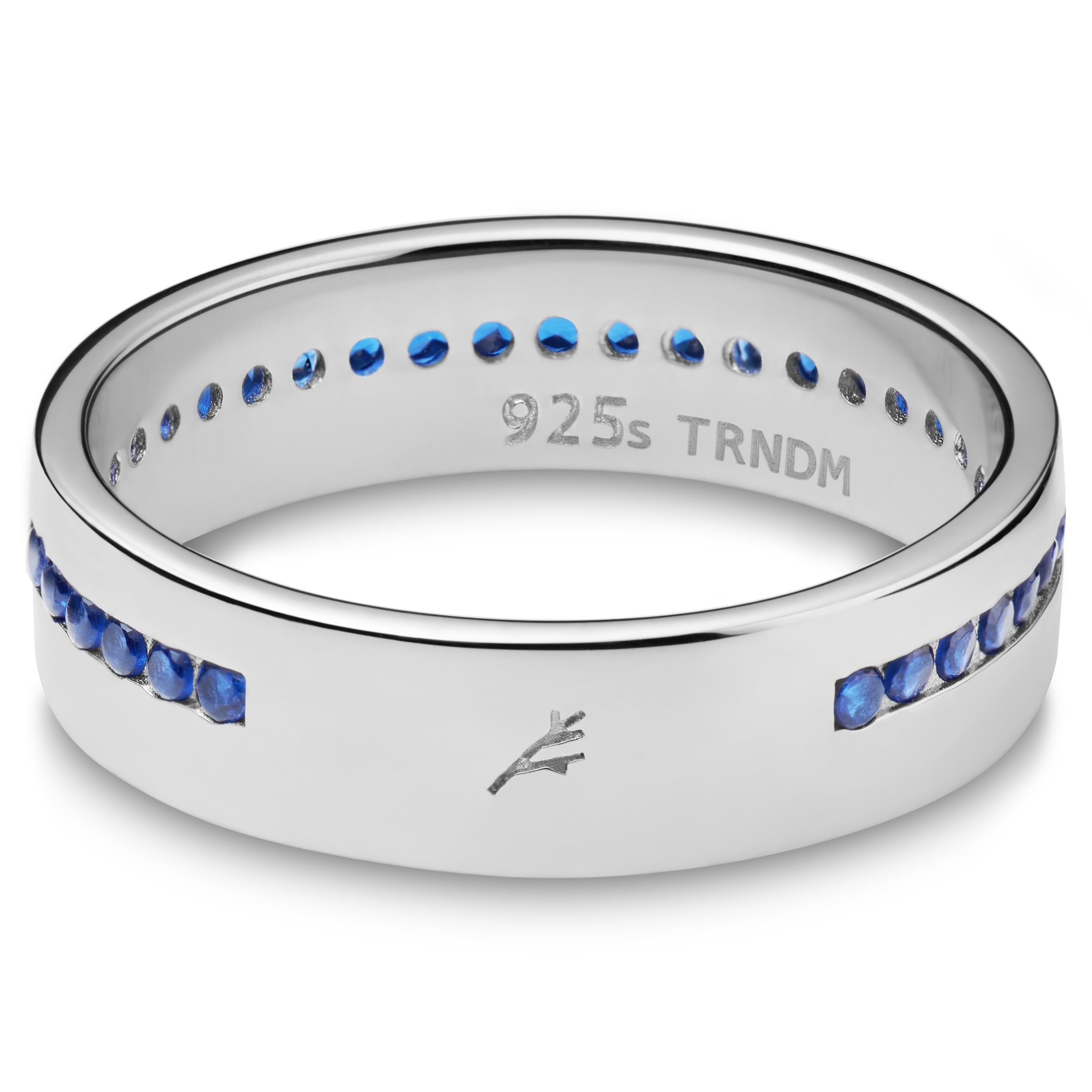 Adrian | 6 mm 925 Sterling Silver With Blue Lined Zirconia Ring - 4