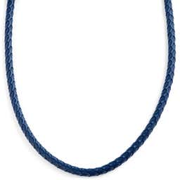 5mm Blue Woven Leather Necklace 