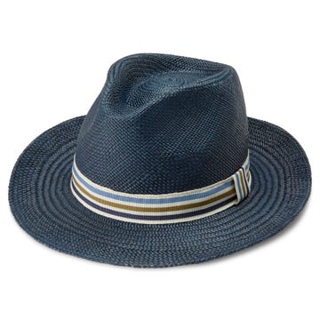 Pino Blå Moda Panama Hat m. Stribet Bånd