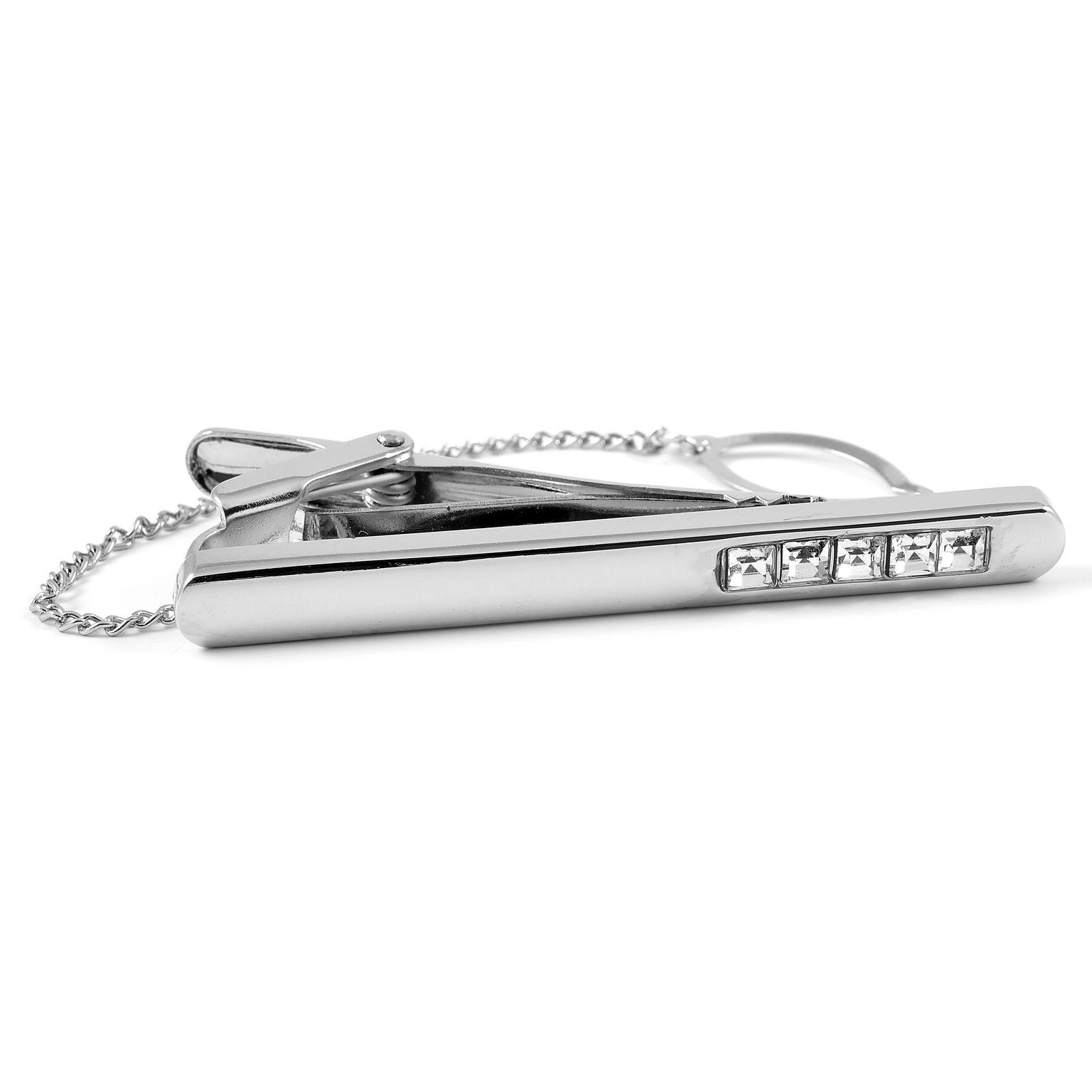 Zirconia Tie Clip With Chain Zirconia Tie Clip With Chain