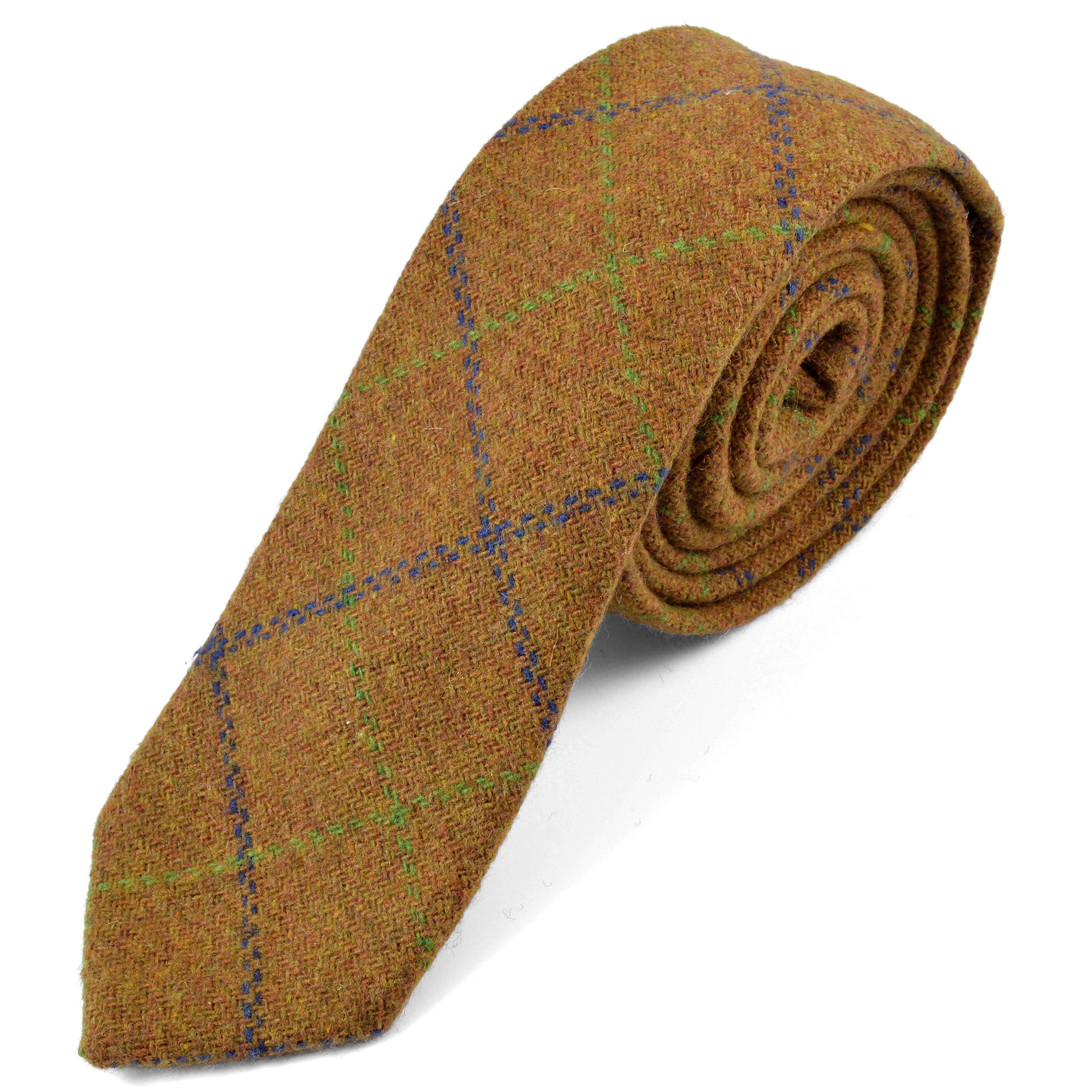 Brown Chequered Handmade Wool Tie