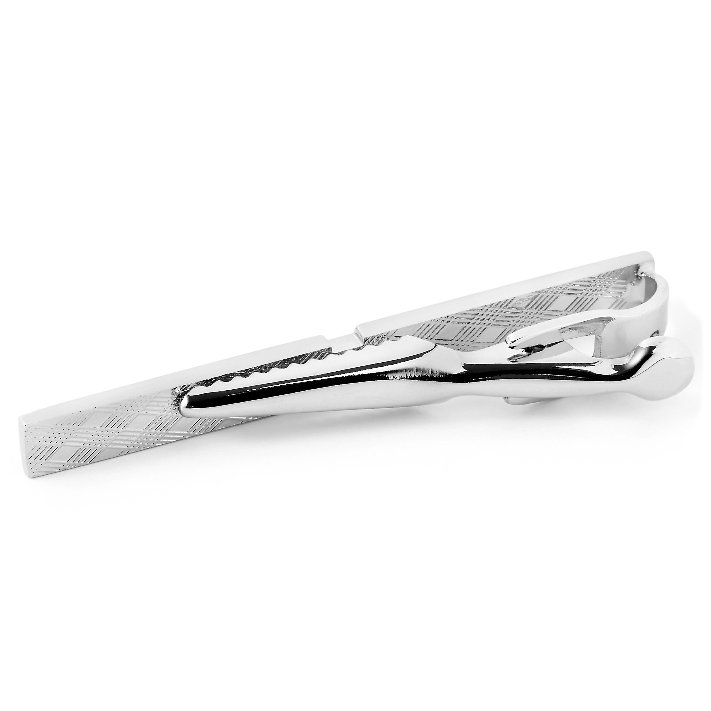 Silver-Tone Lining Tie Clip - 2