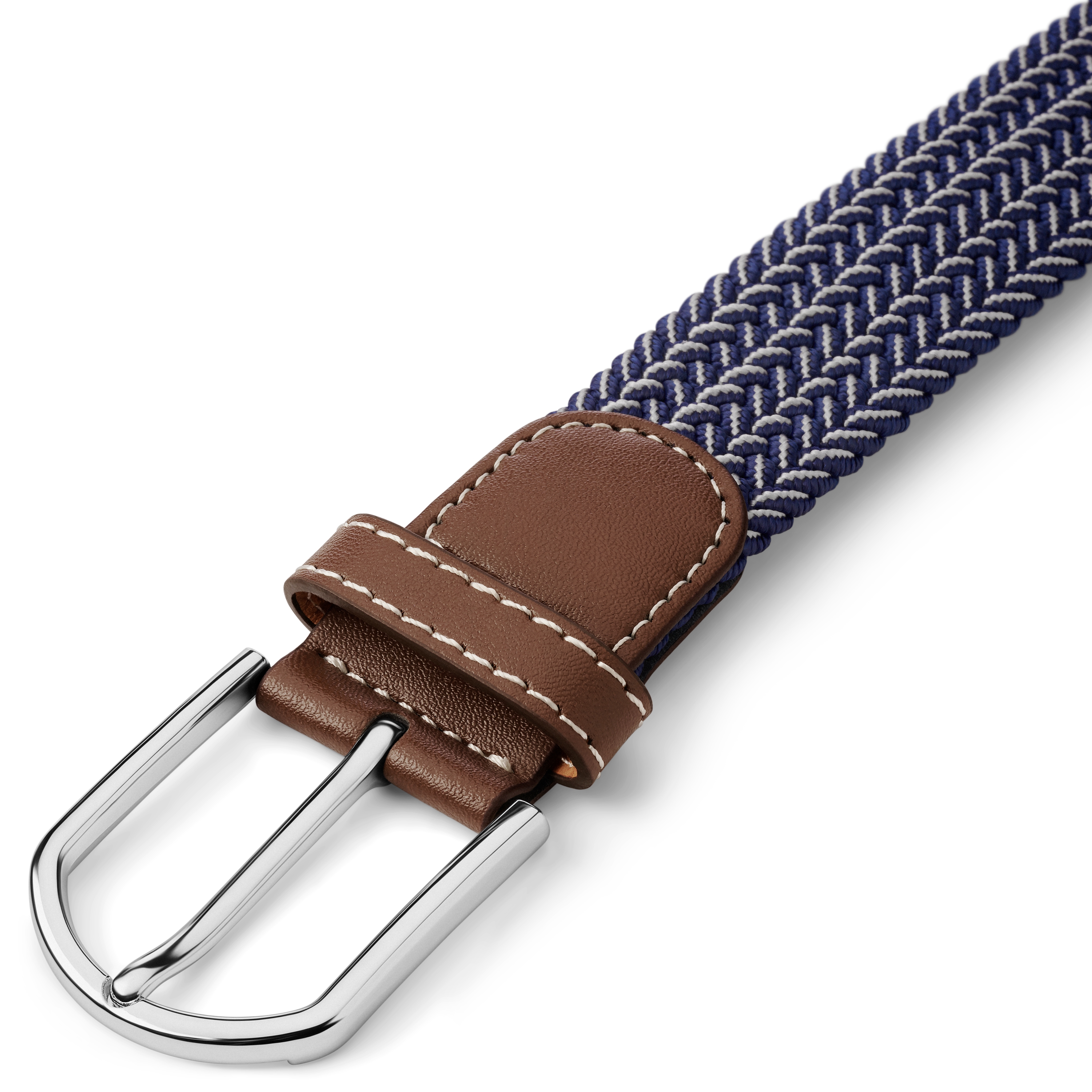 Μπλε και λευκή ελαστική πλεκτή ζώνη από καμβά - 4