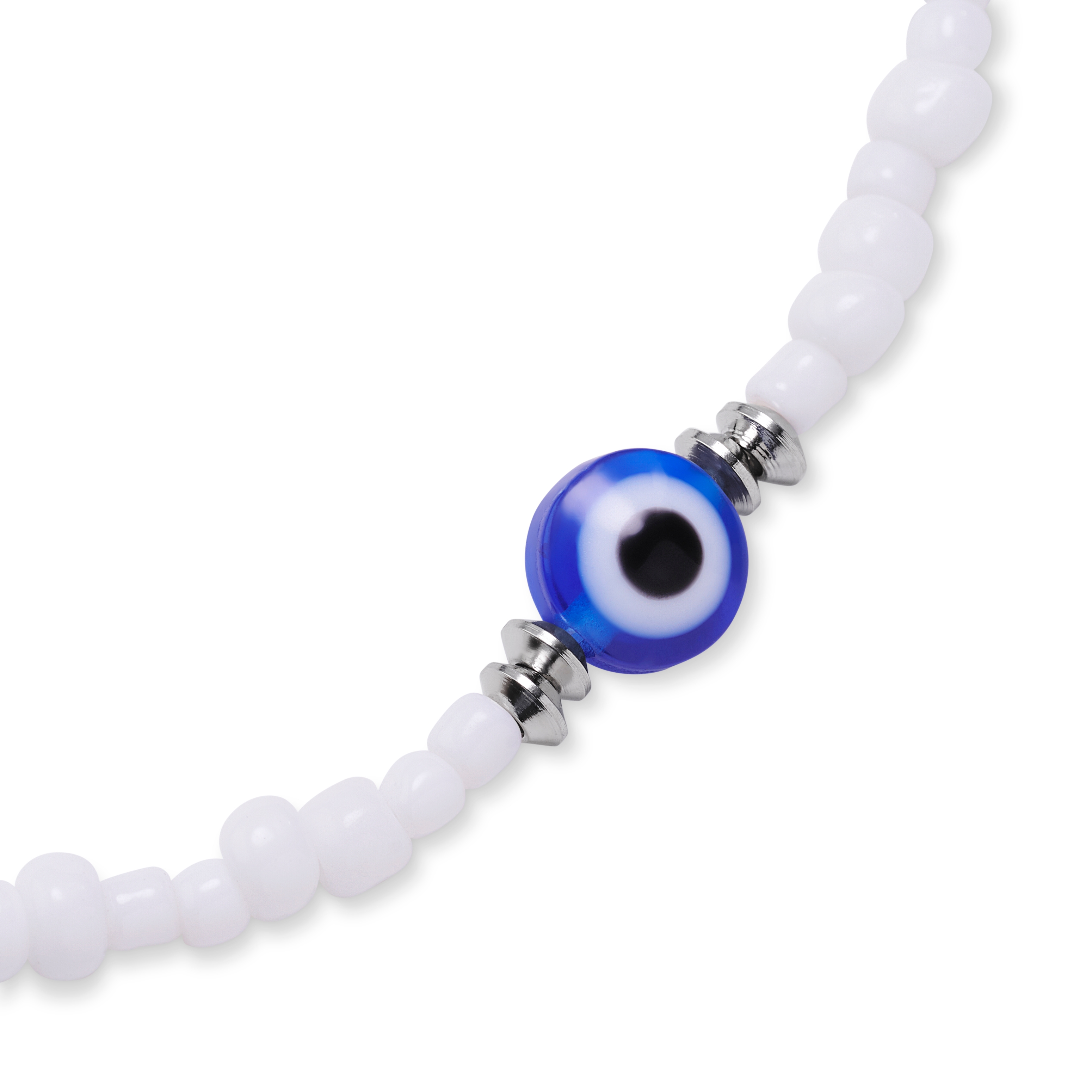 Amalfi | Bílý korálkový náhrdelník s motivem zlého oka - 4