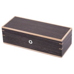 Szaro-orzechowe wąskie drewniane pudełko na zegarki - 5 zegarków