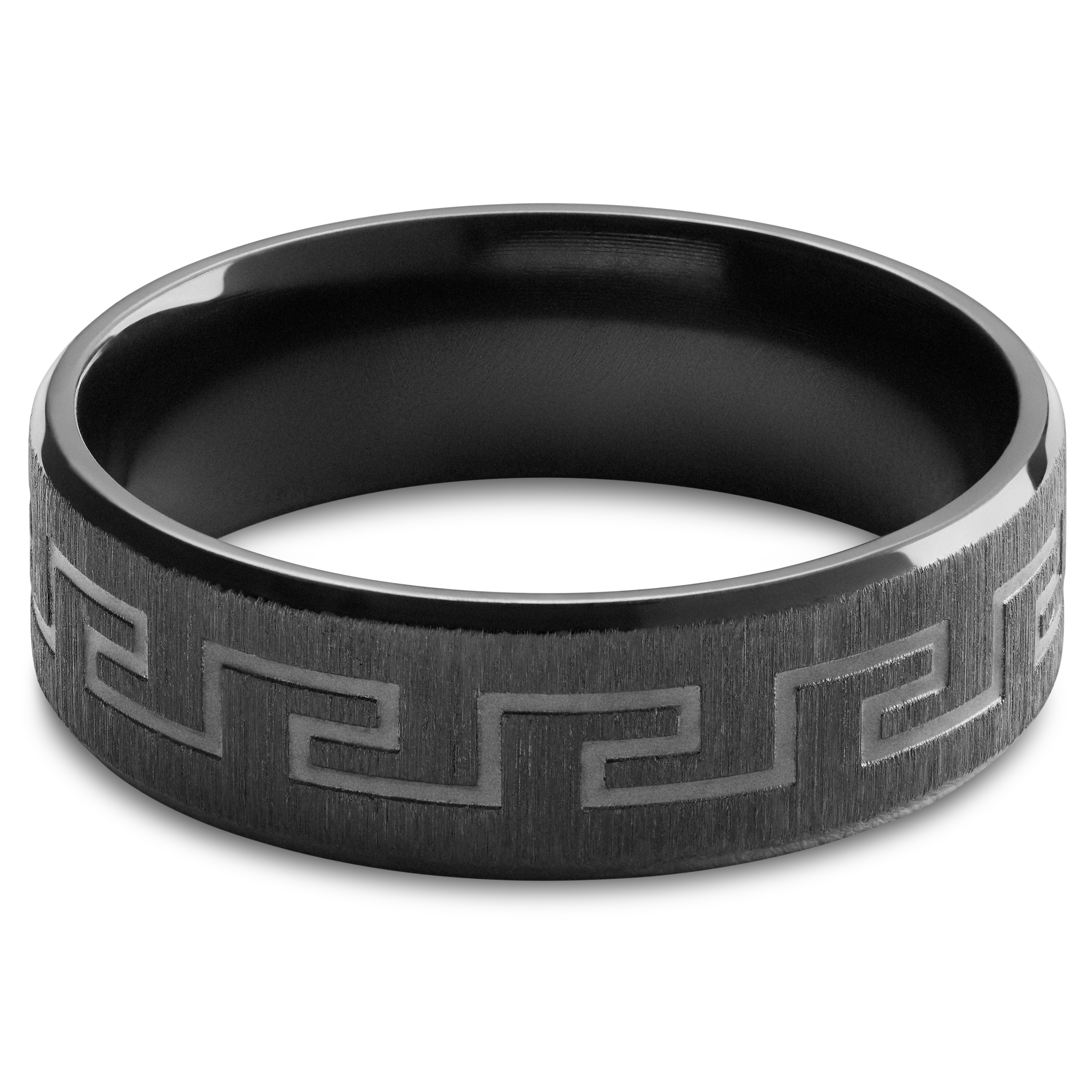 Bague en acier inoxydable à motif méandre gris anthracite de 7 mm - 2