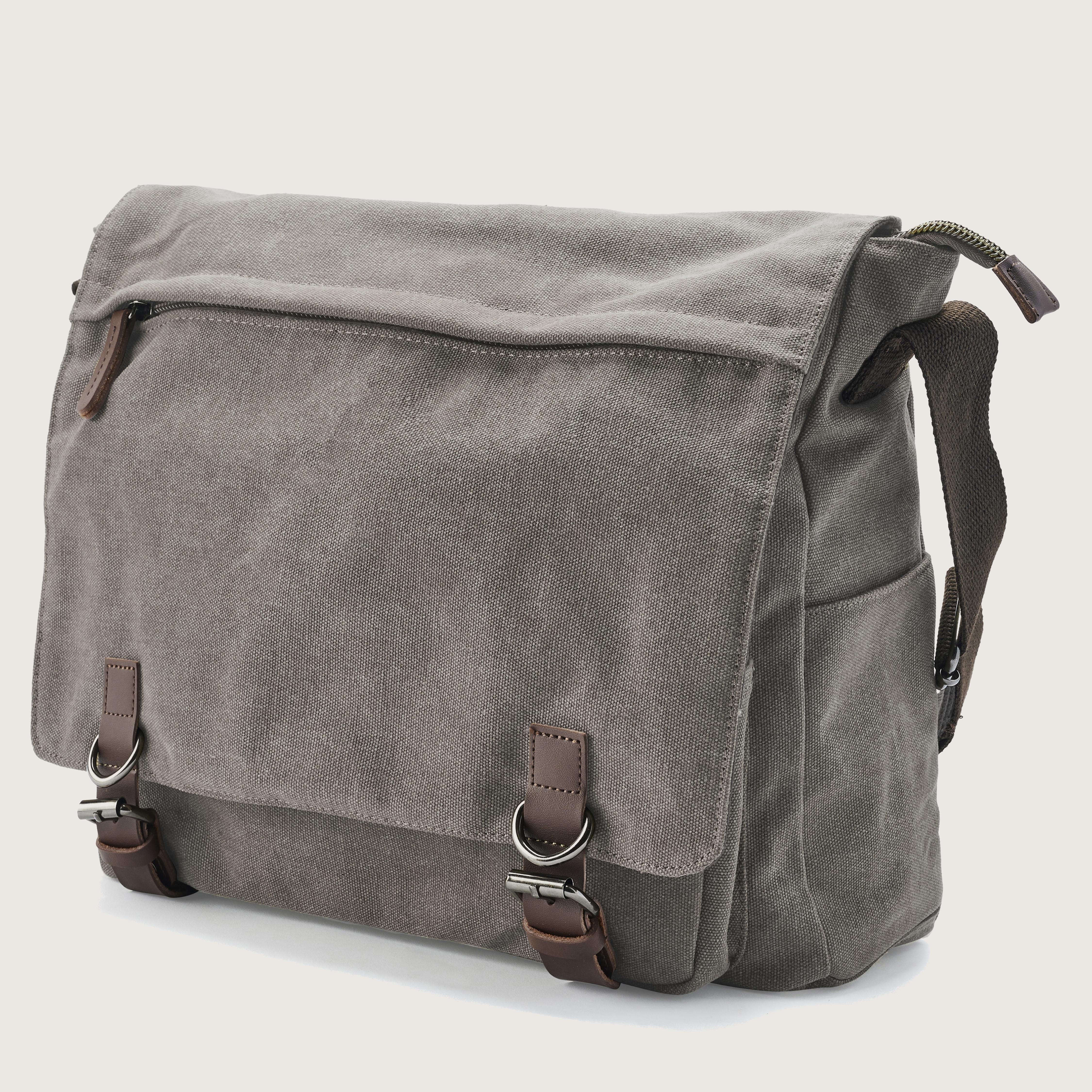 Metallic Gray Canvas Messenger Bag | In stock! | Trendhim