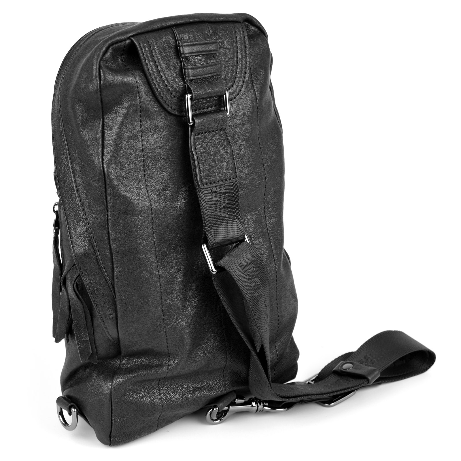 Schwarze Leder Umhängetasche - 4