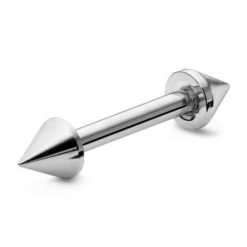 Ezüst tónusú egyenes tüskés sebészeti acél piercing – 10 mm