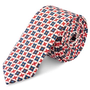 Virtuo | 6 cm Blue and Red Silk Necktie Virtuo | 6 cm Blue and Red Silk Necktie