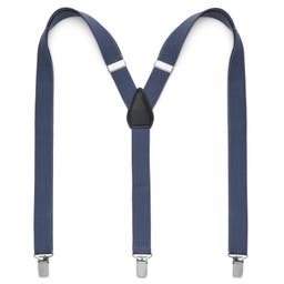 Azure-Blue Slim Clip-On Suspenders 