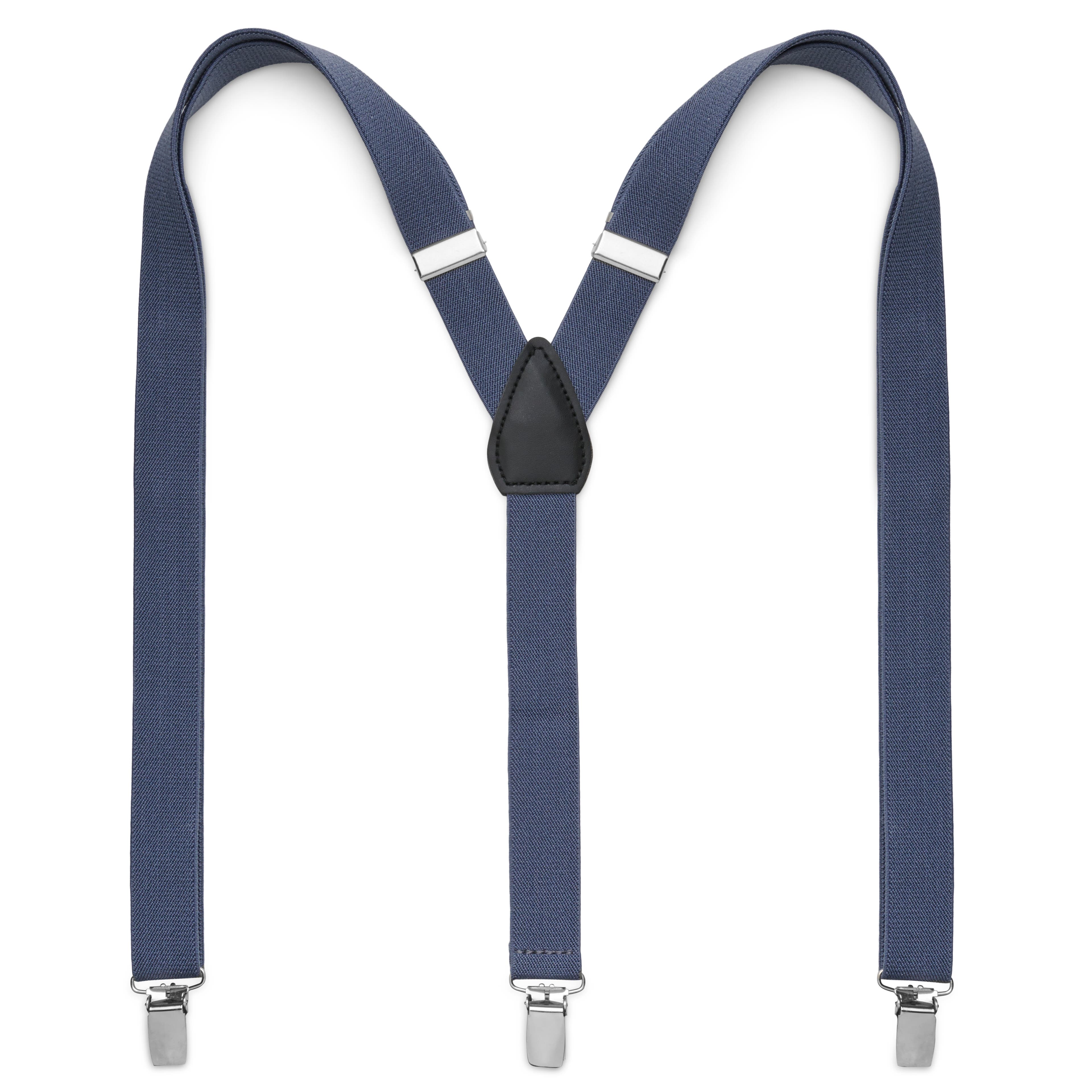 Slim Petrol Blue Clip-On Suspenders