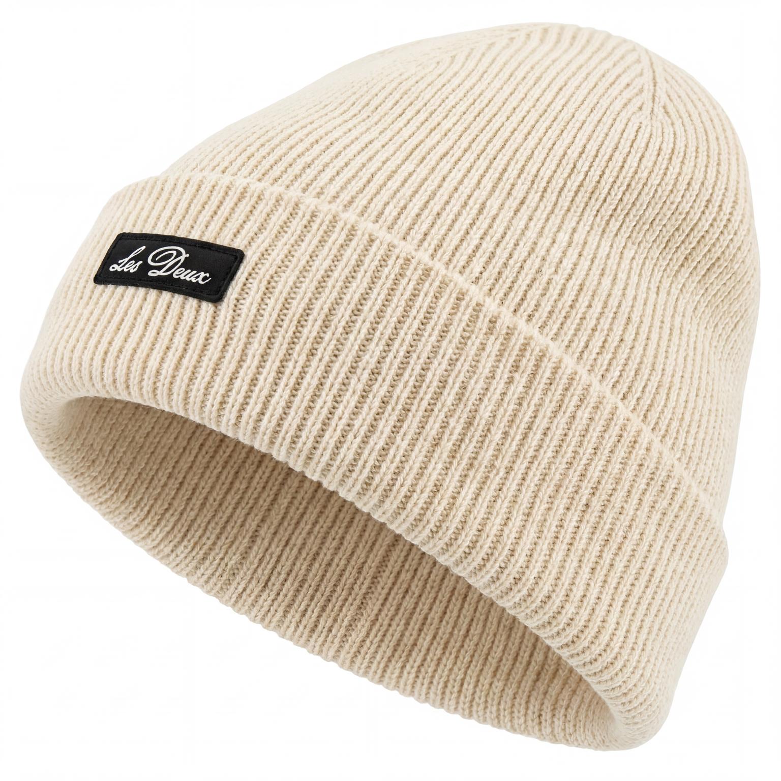 Les Deux | Ivory Wayne Logo Patch Beanie Les Deux | Ivory Wayne Logo Patch Beanie