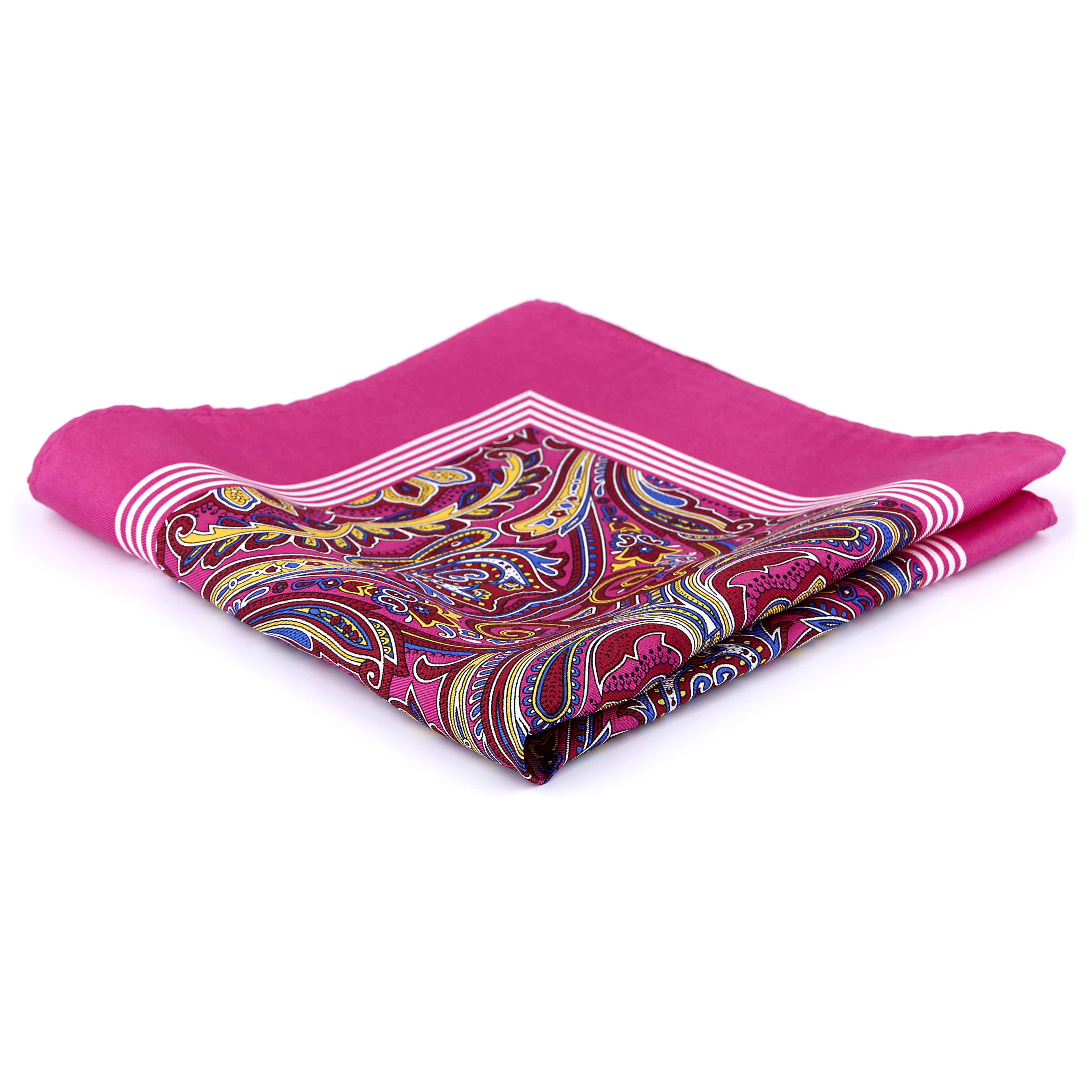 Neon Pink & Vibrant Floral Design Silk Pocket Square