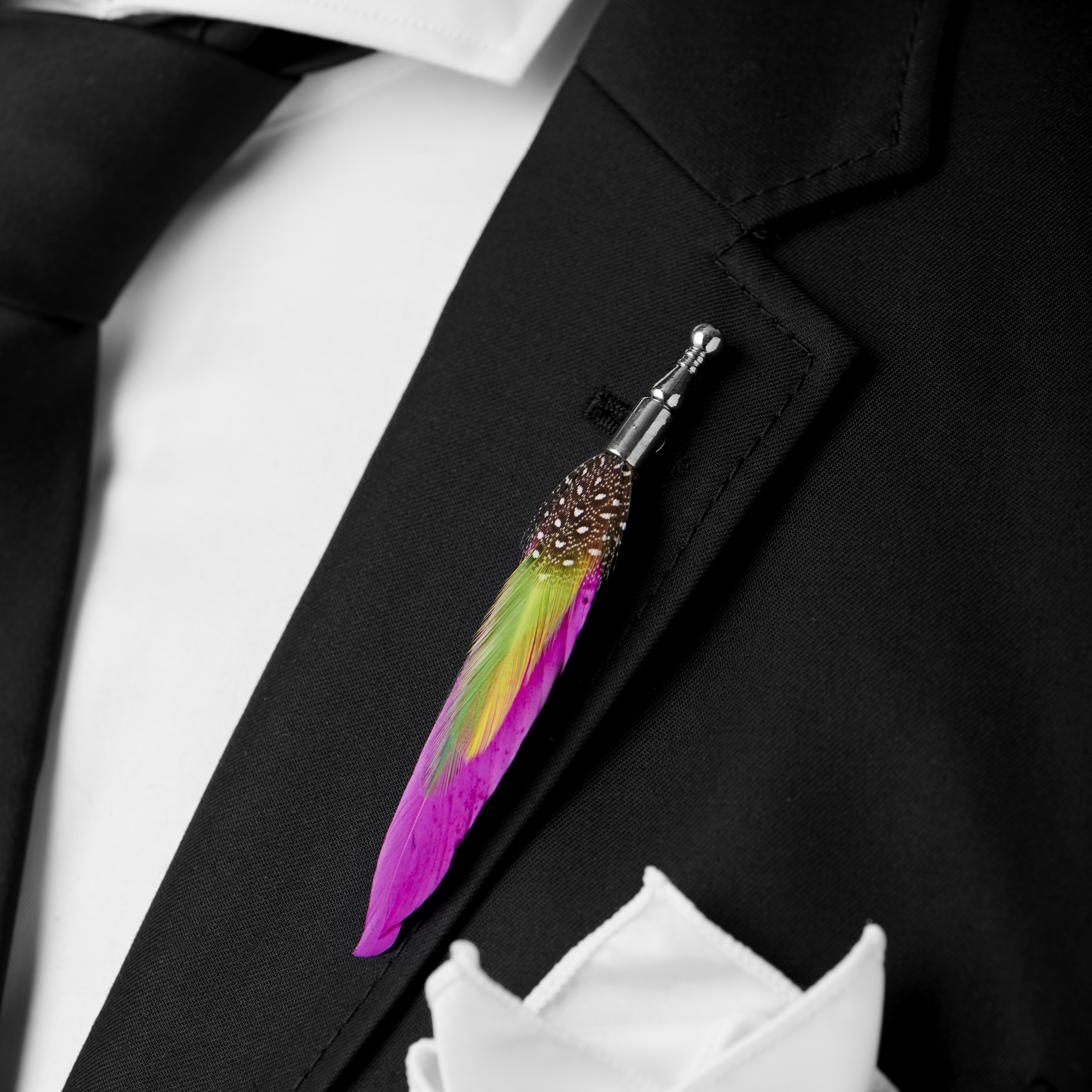 Hot Pink Feather Lapel Pin - 4