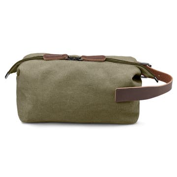 Army Green Canvas & Brown Leather Toiletry Bag Army Green Canvas & Brown Leather Toiletry Bag