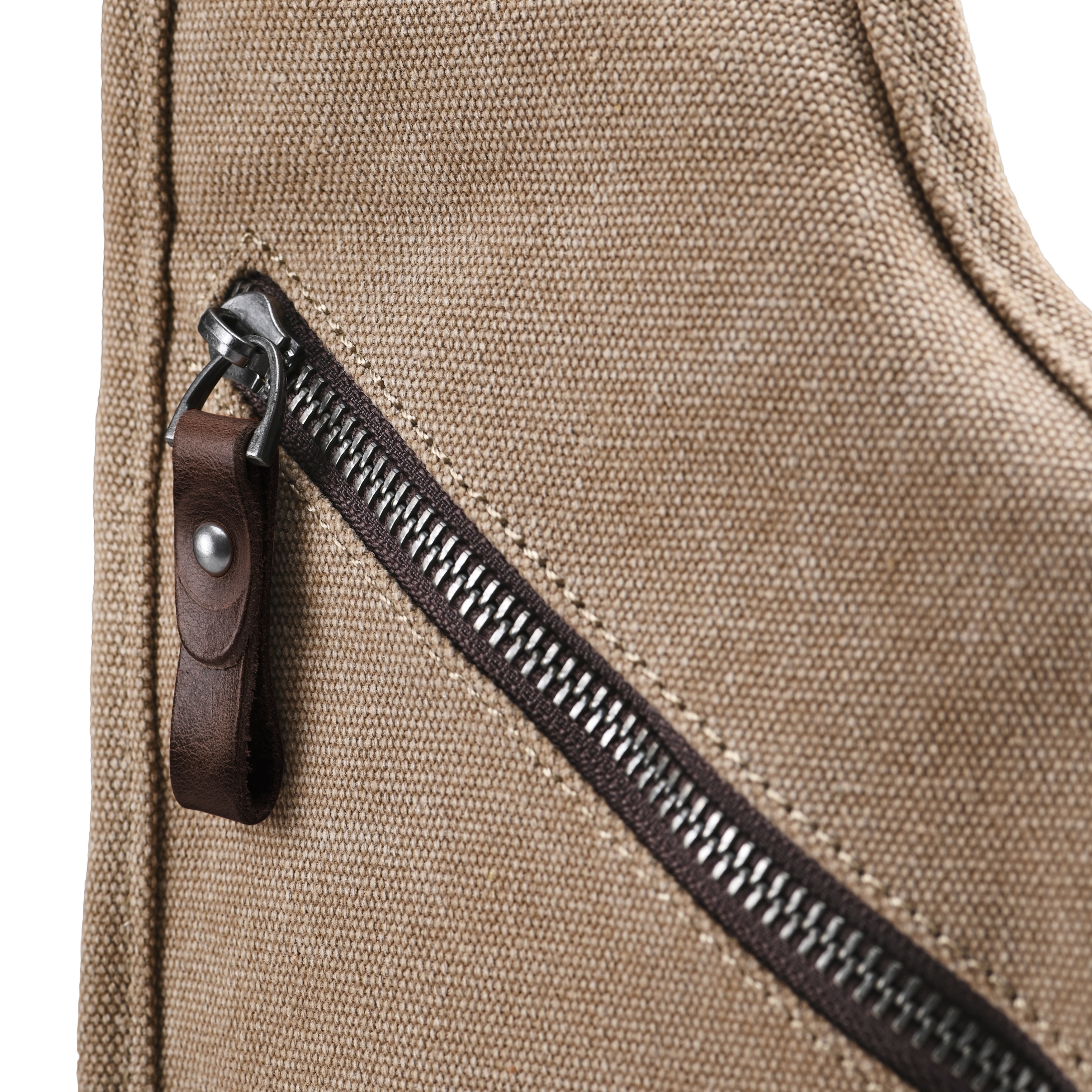 Crossbody Axelremsväska i Kakifärgad Canvas & Läder - 9