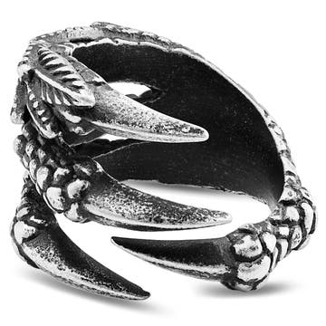 Steel and Black Dragon Claw Ring