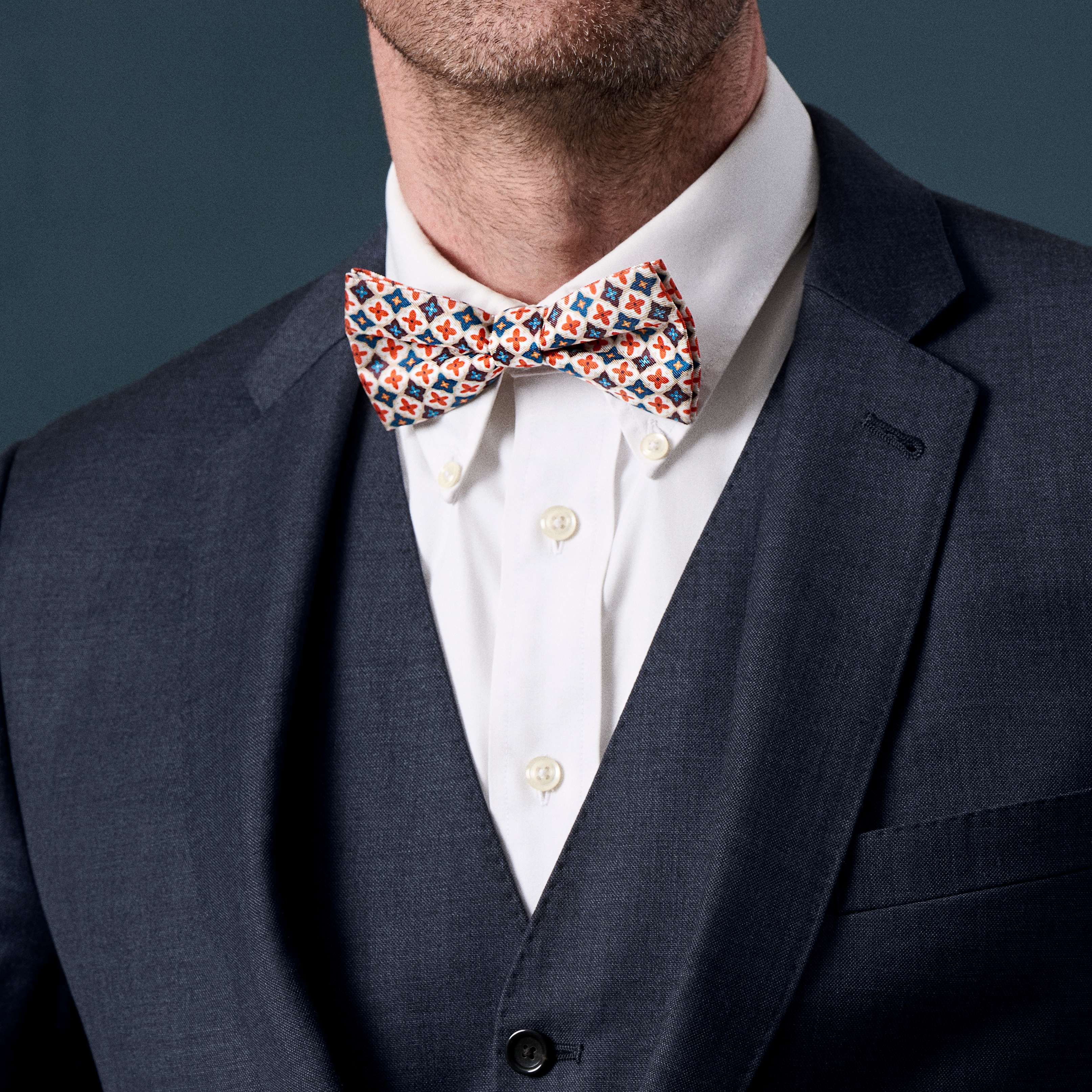 Virtuo | Blue and Red Silk Pre-tied Bow Tie - 3
