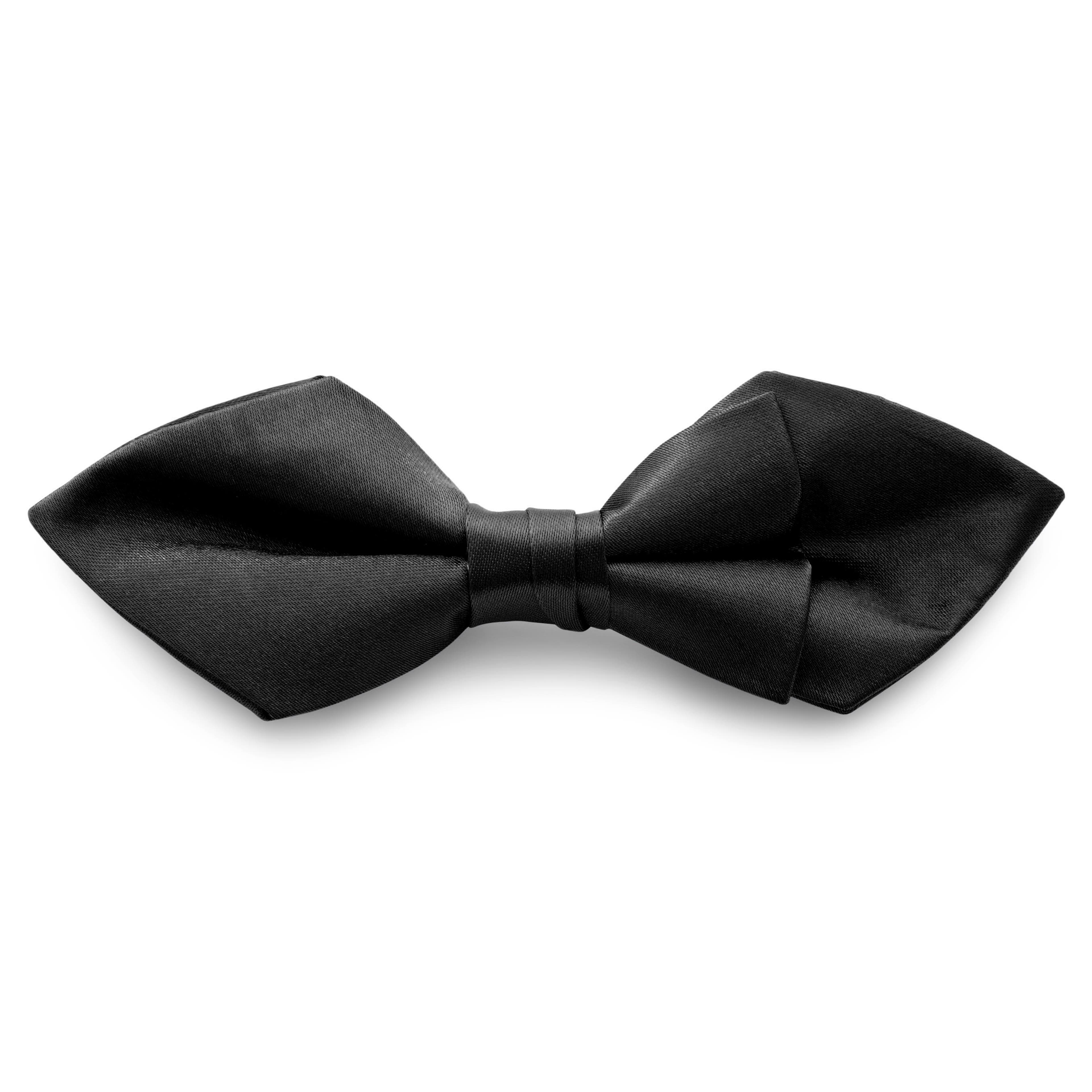 Shiny Black Basic Pointy Pre-Tied Bow Tie