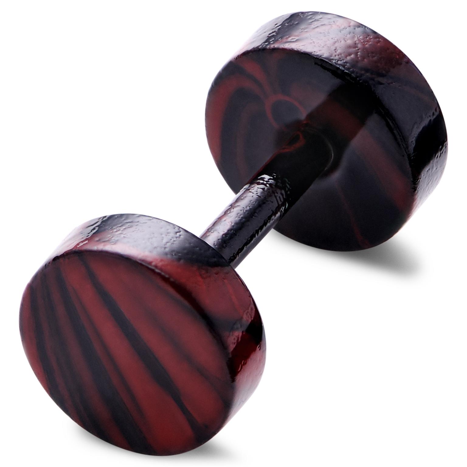Satago | 6 mm Black & Red Stainless Steel Faux Plug Stud Earring Satago | 6 mm Black & Red Stainless Steel Faux Plug Stud Earring